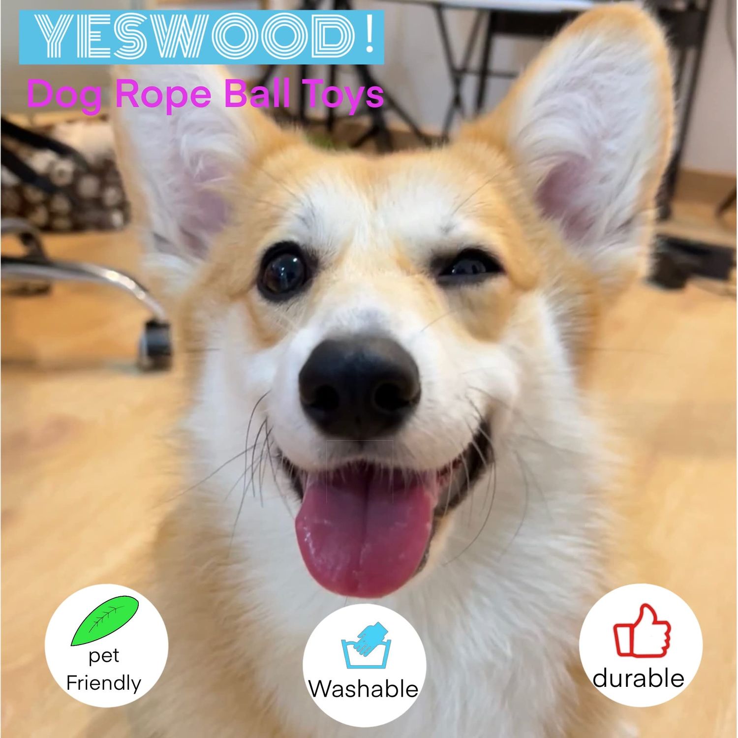 YESWOOD! Puppy Toys Small Rope Balls for Teething, Puppy Chew Pink Toy,Pet Friendly Washable Dog Toy Rope Ball for Small and Medium Dogs 0-60 Pounds(3-Pack)