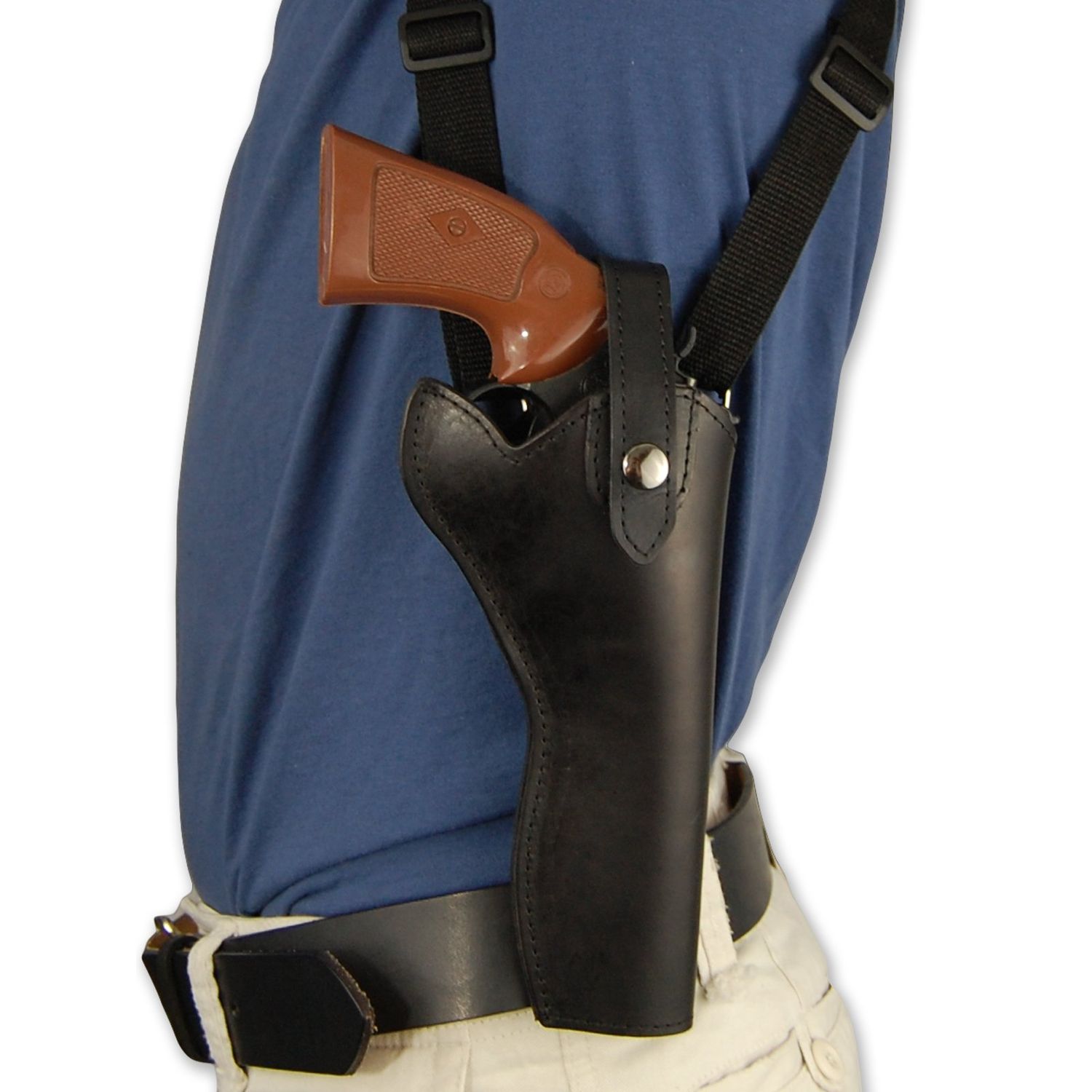 New Barsony Black Leather Cross Harness Vertical Shoulder Holster for 4" 38 357 44 Revolvers (S&W K&L 686 686+, Left)