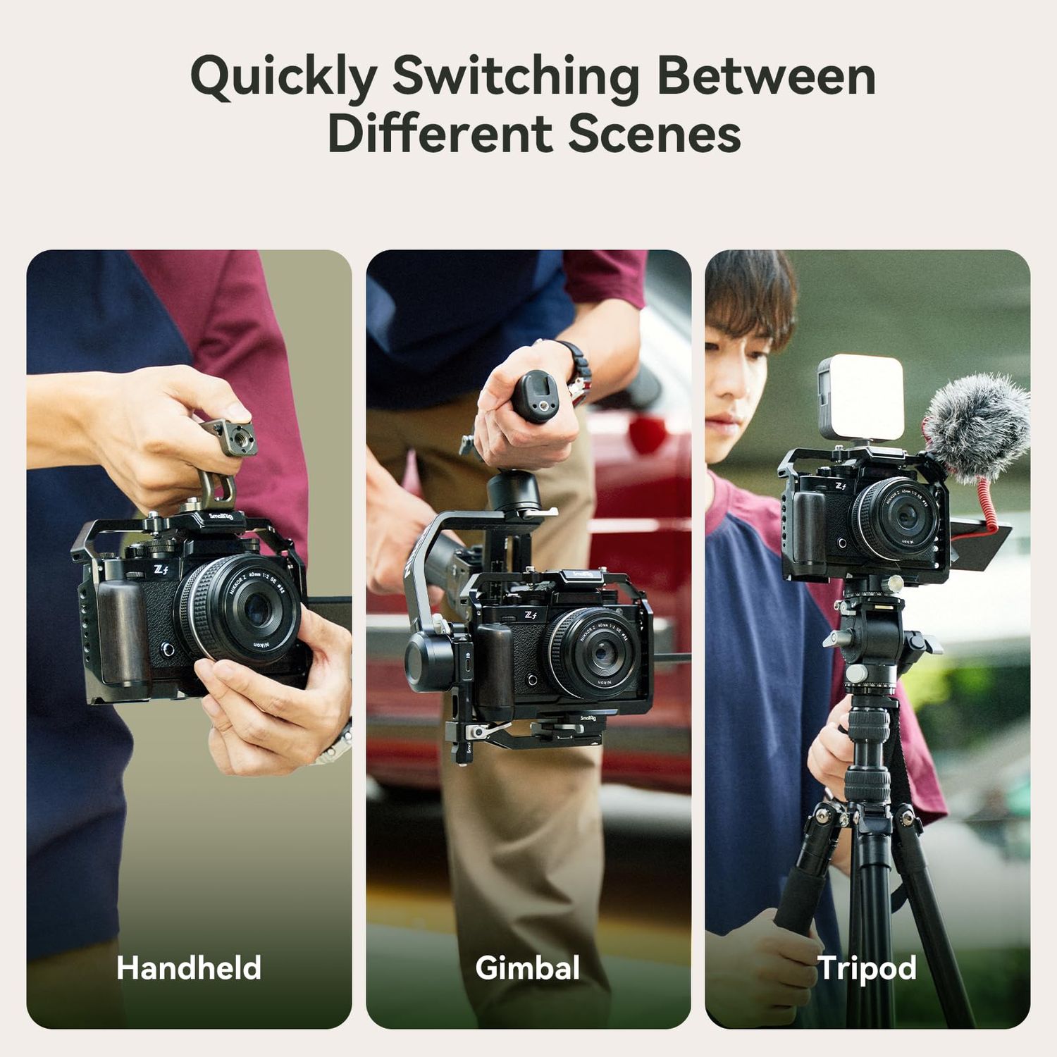 SmallRig Z f Camera Cage for Nikon, with Ergonomic Ebony Grip, Built-in Quick-Release Plate for Arca for Quickly Switch on Gimbal/Tripods/Handheld Shooting - 4261