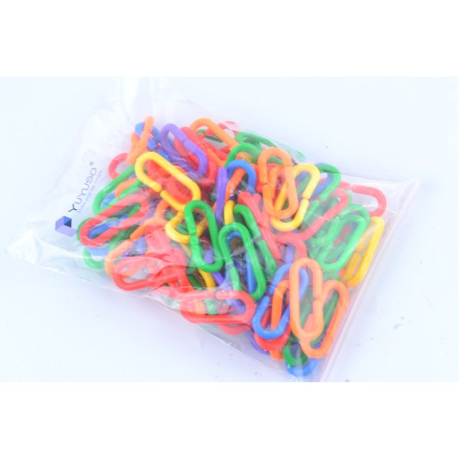 YUYUSO 100 Piece Plastic C-Clips Hooks Chain Links C-Links Rat Parrot Bird Toy Cage