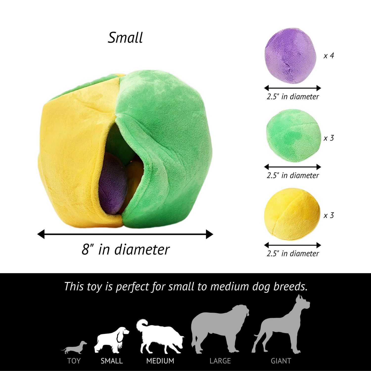 Midlee Hide a Ball Puzzle Dog Toy with 10 Plush Squeaker Balls (Small)