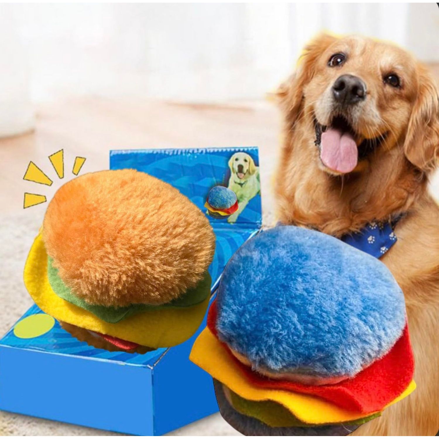 HEALTH & OUTDOORS Hot Dog and Hamburger Squeaker 2 Pack Combo Pack Chew Toy for Dogs, Funny Cute Plush Toy (Colors Vary)