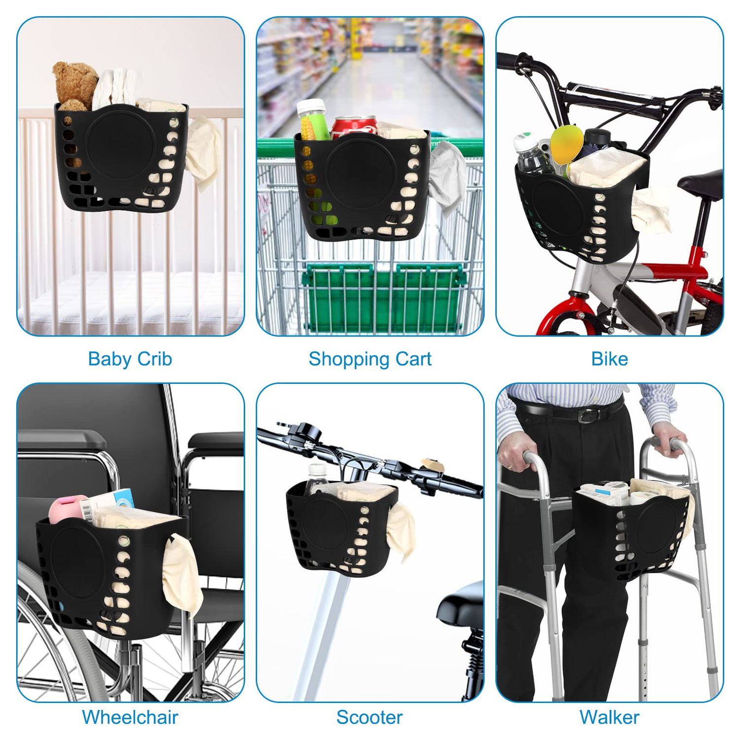 Accmor Universal Stroller Organizer Basket, Clip On Stroller Cup Holder Organizer Tray, Stroller Organizer Basket Accessory Fits for Uppababy, Nuna Doona, Baby Jogger, Britax, Pet Strollers