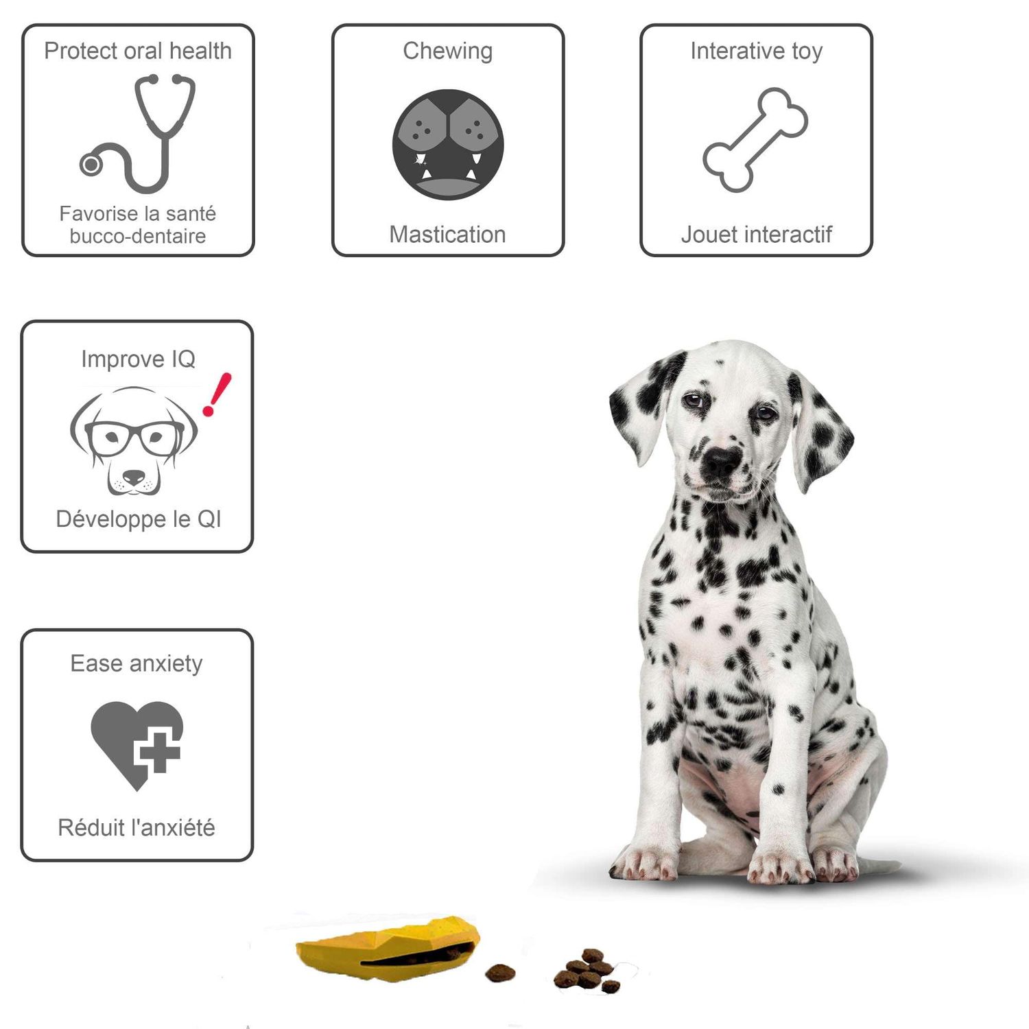 Thilife Interactive Dog Treat Dispenser Toy for Aggressive chewers, Boredom Relief, Enrichment and Brain Stimulation | Cleans Teeth for Dogs, Puppies and Cats | Indestructible, Durable (Banana)