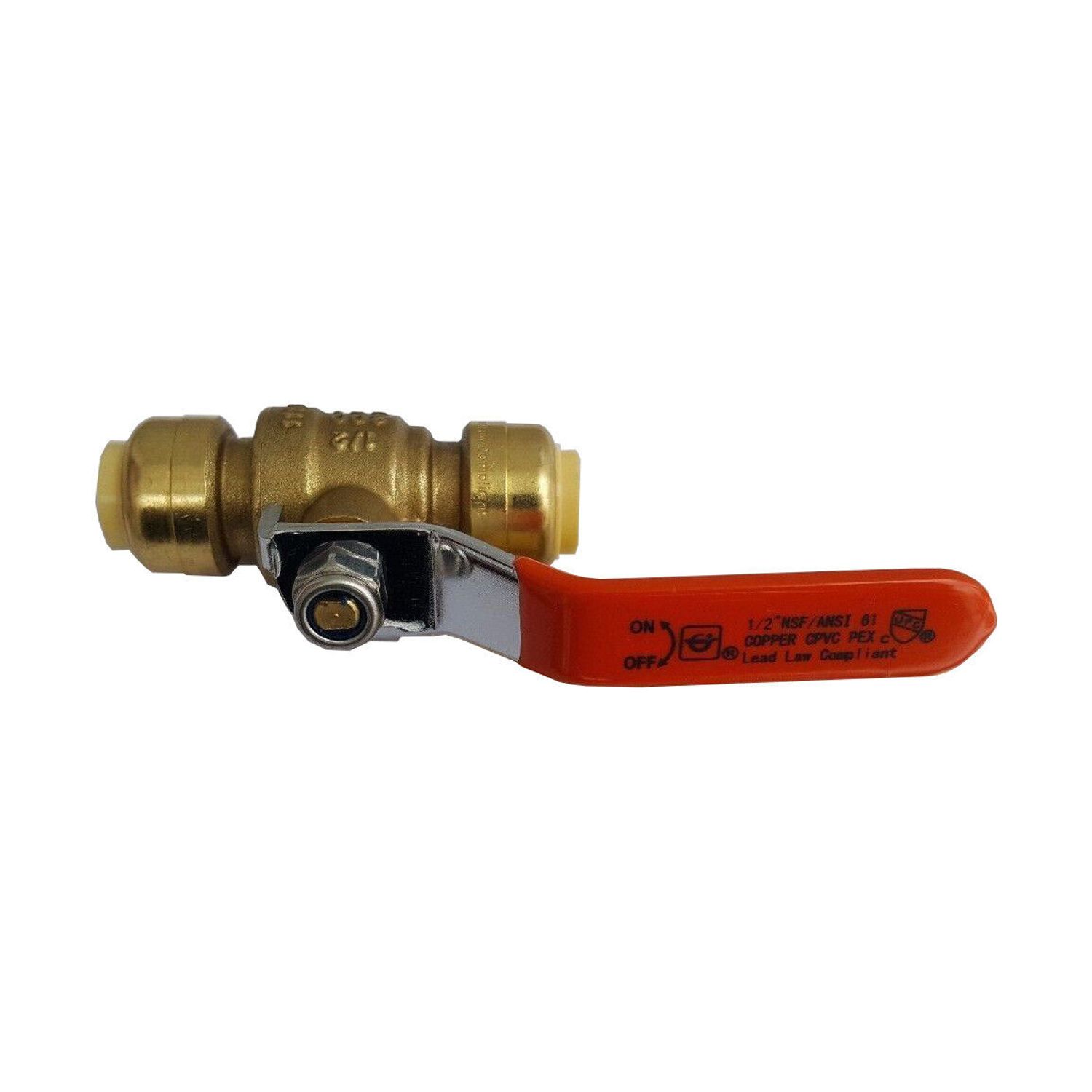 20 Pcs. 1/2" Push Fit Ball Valve, Full Port, Lead Free Brass 27-3-1=20