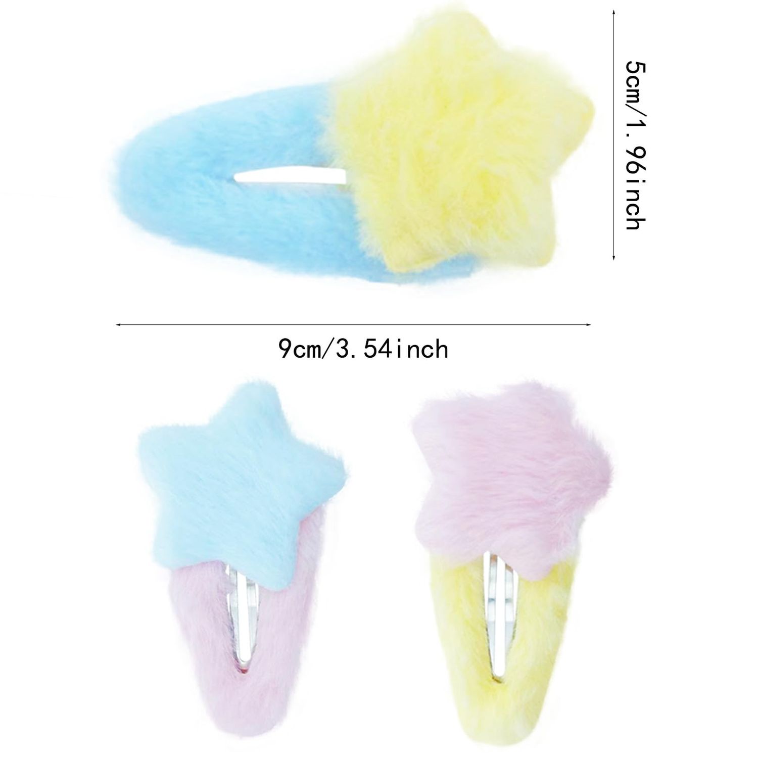 9 PCS Fluffy Star Hair Clips, Cute Hair Clips Non Slip Star Hairpins Snap Hair Barrettes Small Hair Clips Y2k Hair Accessories for Women Girls