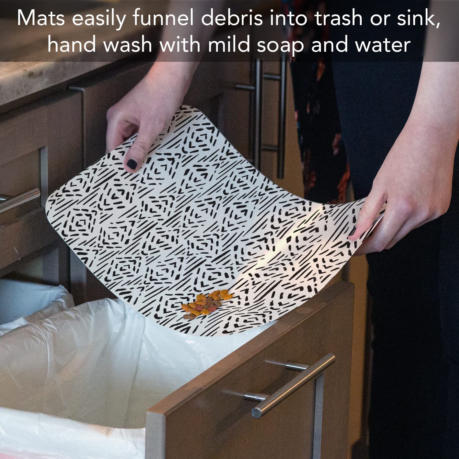 CounterArt Tribal Easy Care Waterproof Pet Placemat 17.13” x 11.25” Made in The USA of BPA Free Plastic, Safe for Pets, Protects Floors from Cat & Dog Bowls