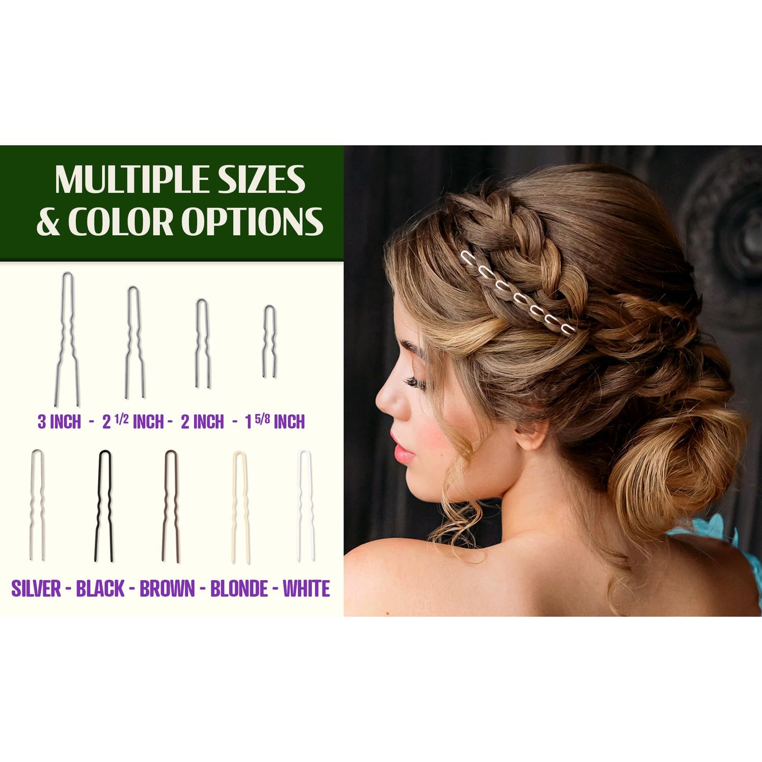 Amish Valley Products Hairpins 36 Count Crinkled Heavy Duty Stainless Steel Handmade Hair Pin Use in place of Hair Clips Barrettes Bobby Pins Snag-less (3 Inch, Stainless Steel)