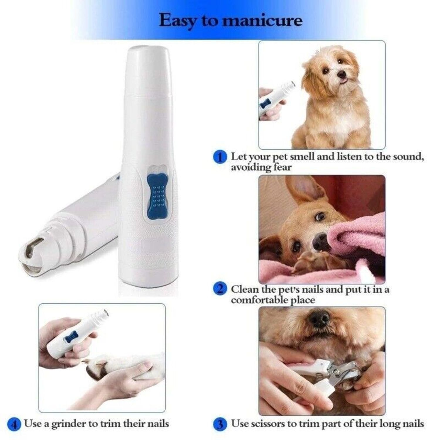 Electric Pet Nail Grinder File Trimmer Dog Cat Pet Claw Grooming Care Clipper Kt