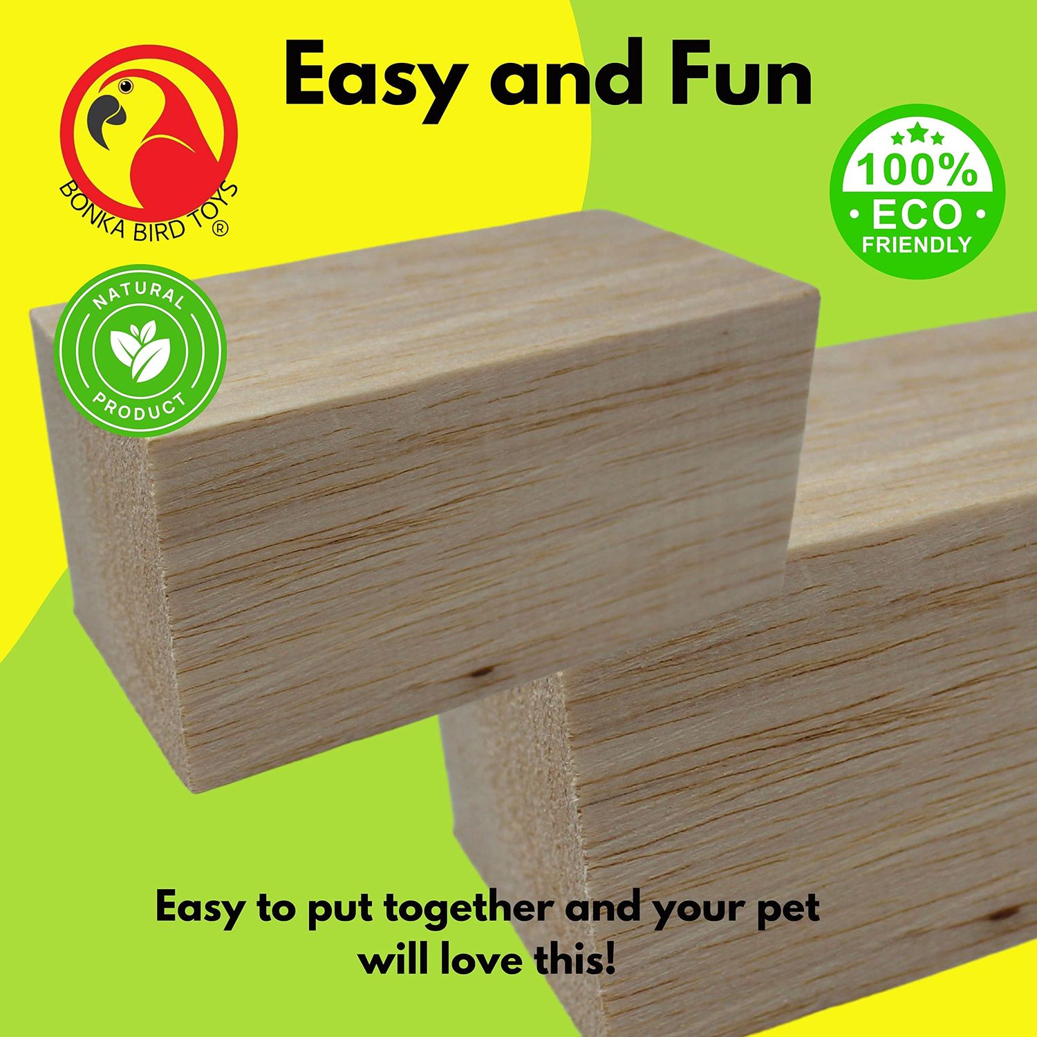 Bonka Bird Toys 2088 Balsa Brick Parrot Foot Craft Talon Cage Part Toy Conure Macaw
