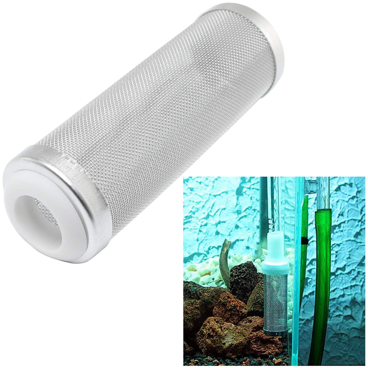 DGZZI Aquarium Tank Filter 16mm Stainless Steel Mesh Strainer Pre-Filter Tube Intake Filter