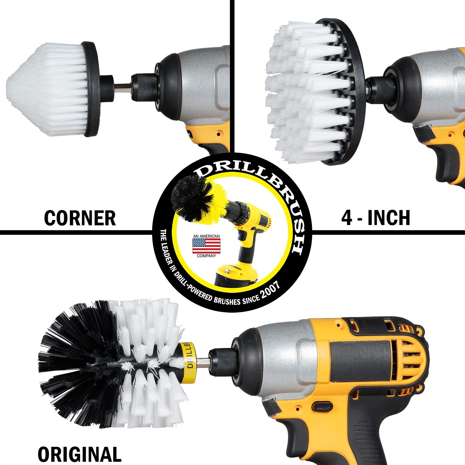 Drill Brush Power Scrubber by Useful Products - Carpet Cleaner - Carpet Shampooer Machine - Car Detailing Kit - Glass Cleaner - Window Cleaner - Pet Hair Remover - Car Cleaning - Soft Scrub Brush