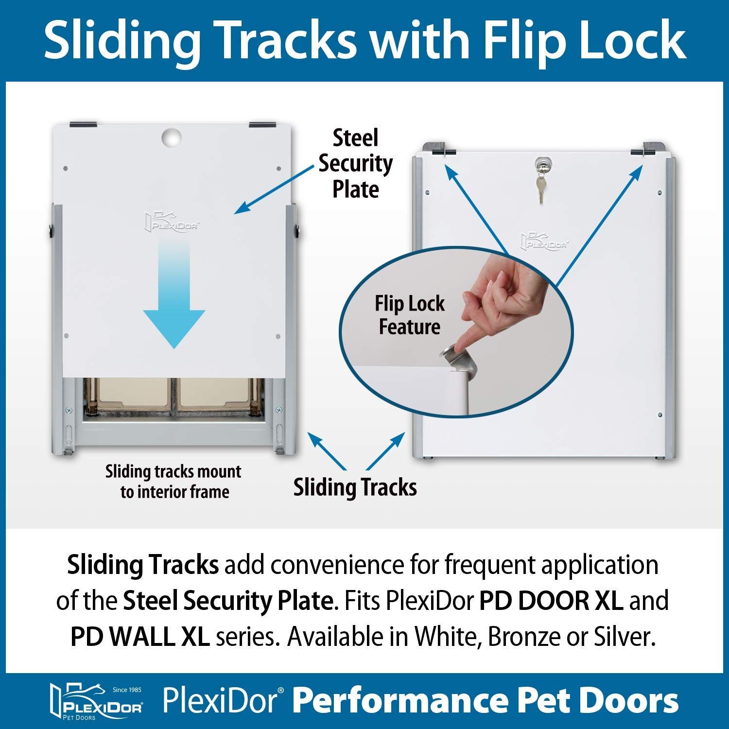 Plexidor Performance Pet Door Sliding Track - Easy to Install Sliding Door Track with Flip Lock - Built to Last