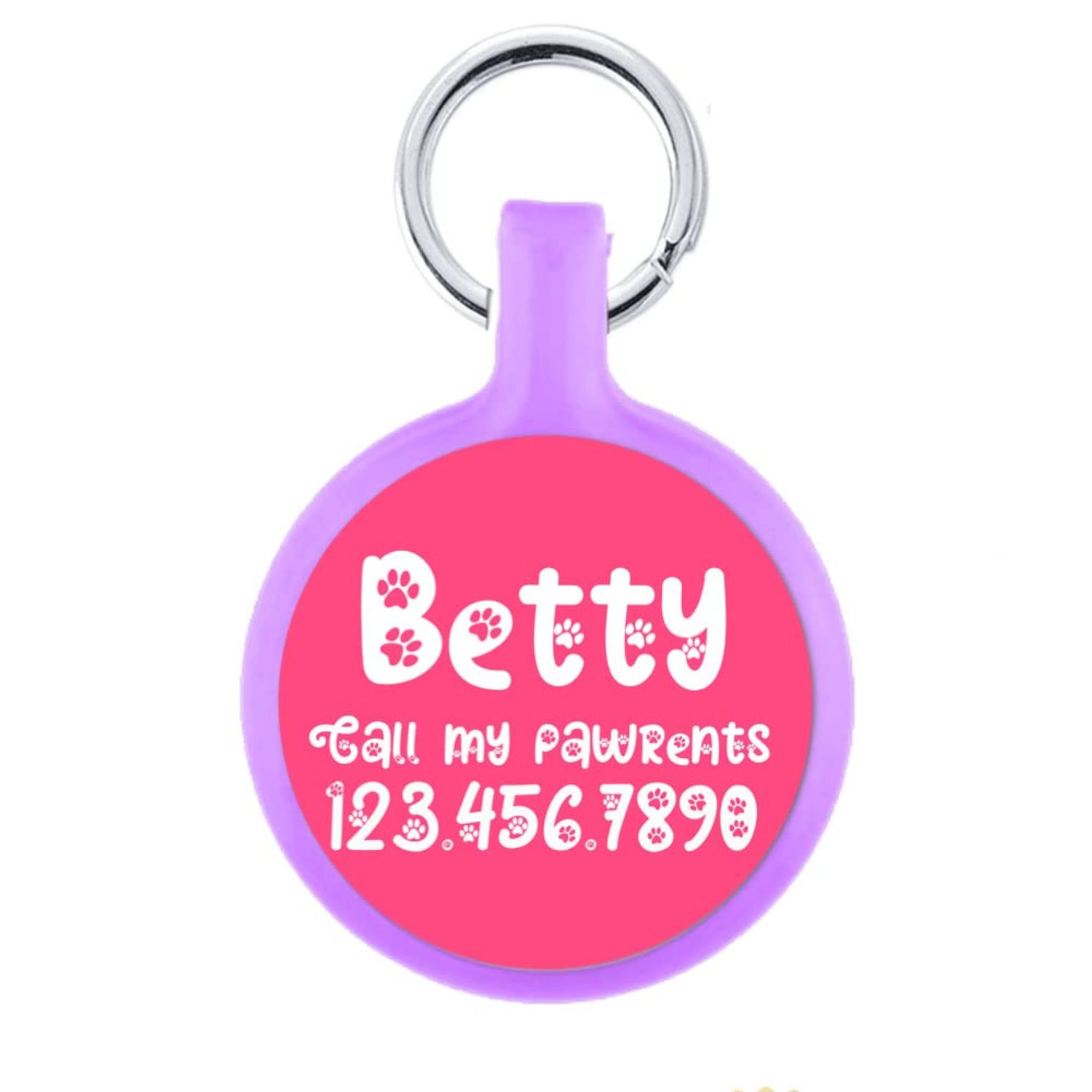 Paw Print Text Quiet & Lightweight Eco-Friendly Pet ID Tag