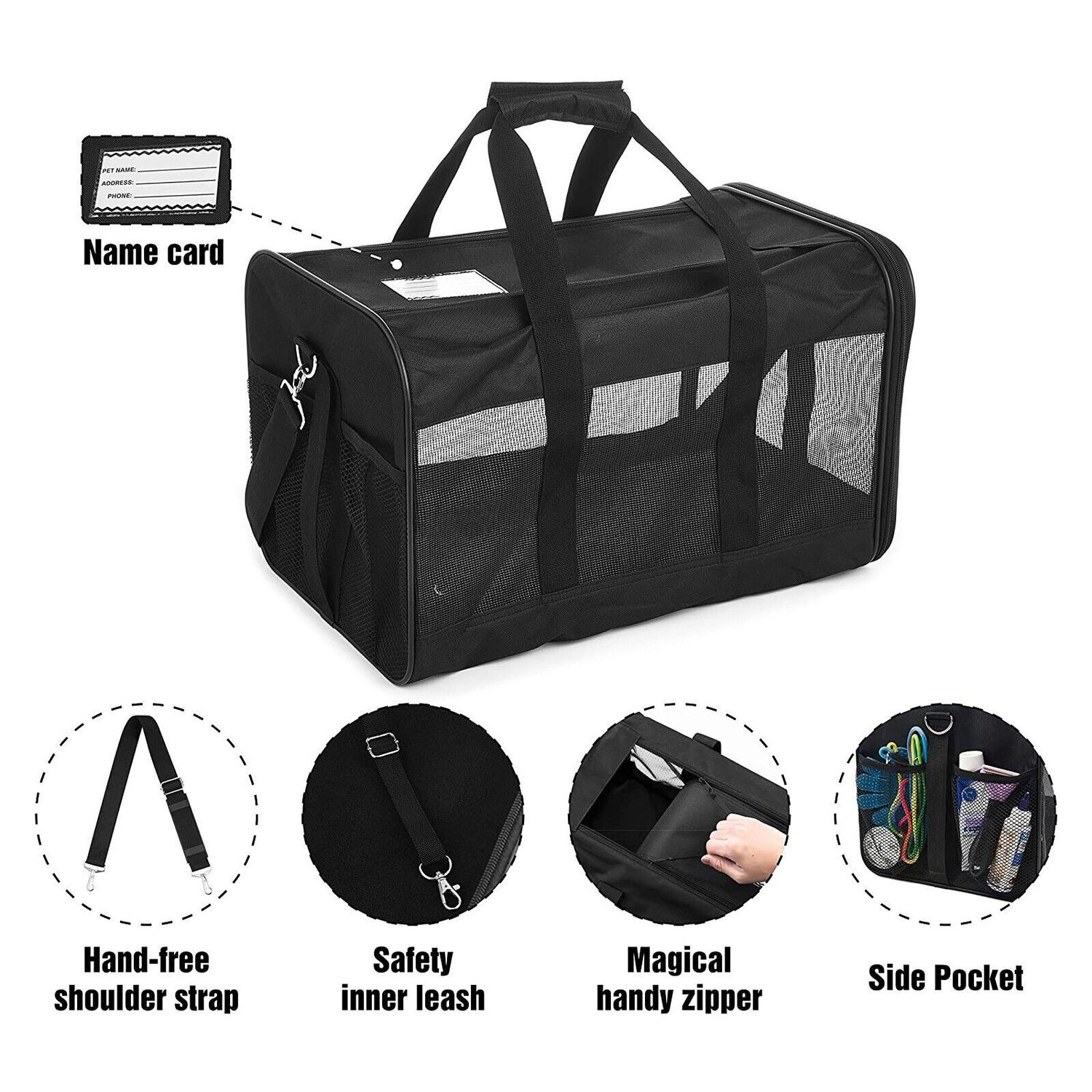 Pet Dog Cat Carrier Bag Soft Sided Collapsible Travel Case Airline Approved