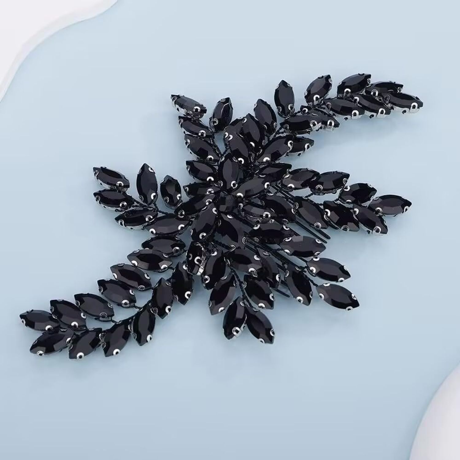 Chargances Bridal Black Flower Crystal Hair Comb Wedding Rhinestone Hair Side Combs Vintage Headpiece Bridesmaids Hair Accessories for Women