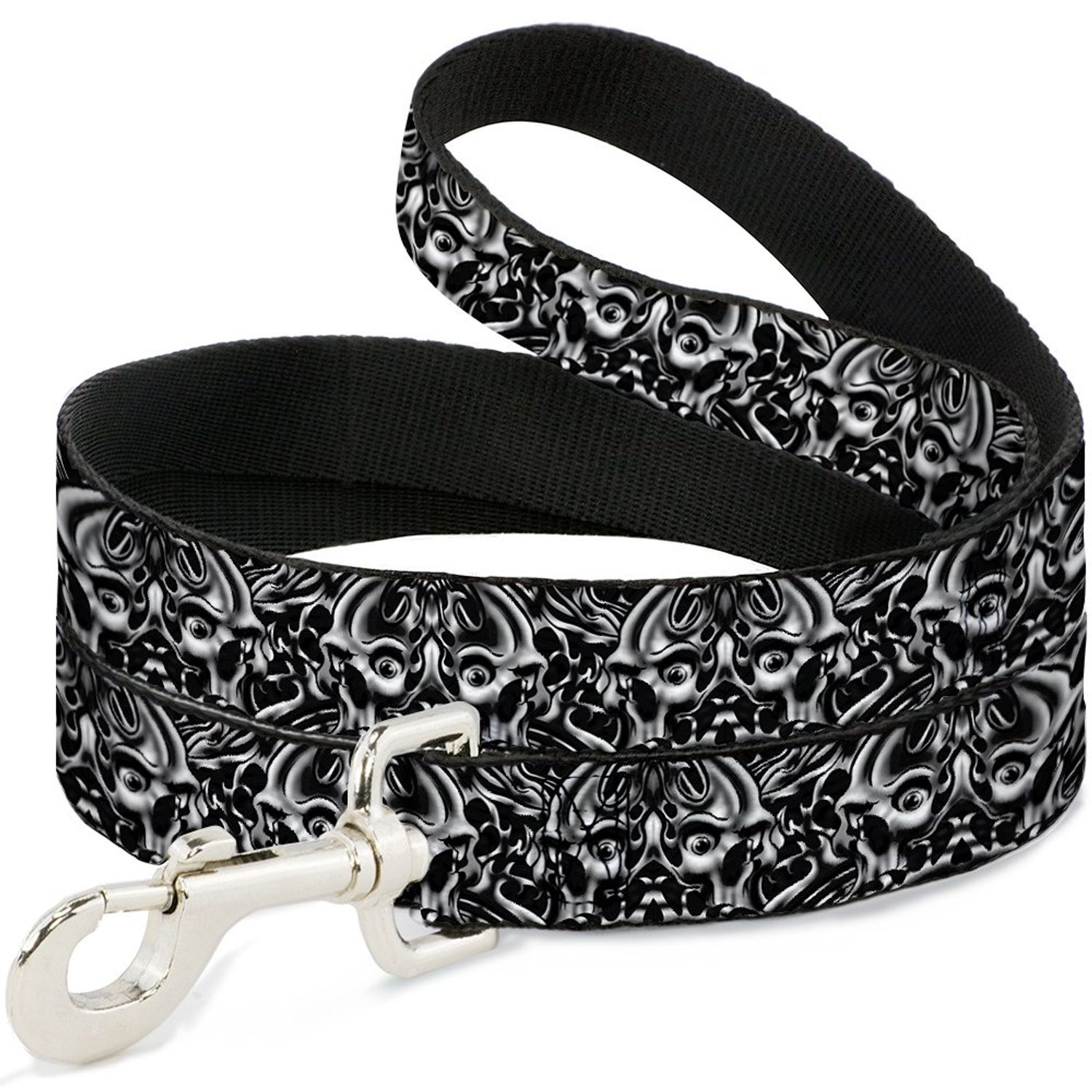 Buckle-Down Pet Leash - Sleeve Skulls Black/Gray - 6 Feet Long - 1" Wide