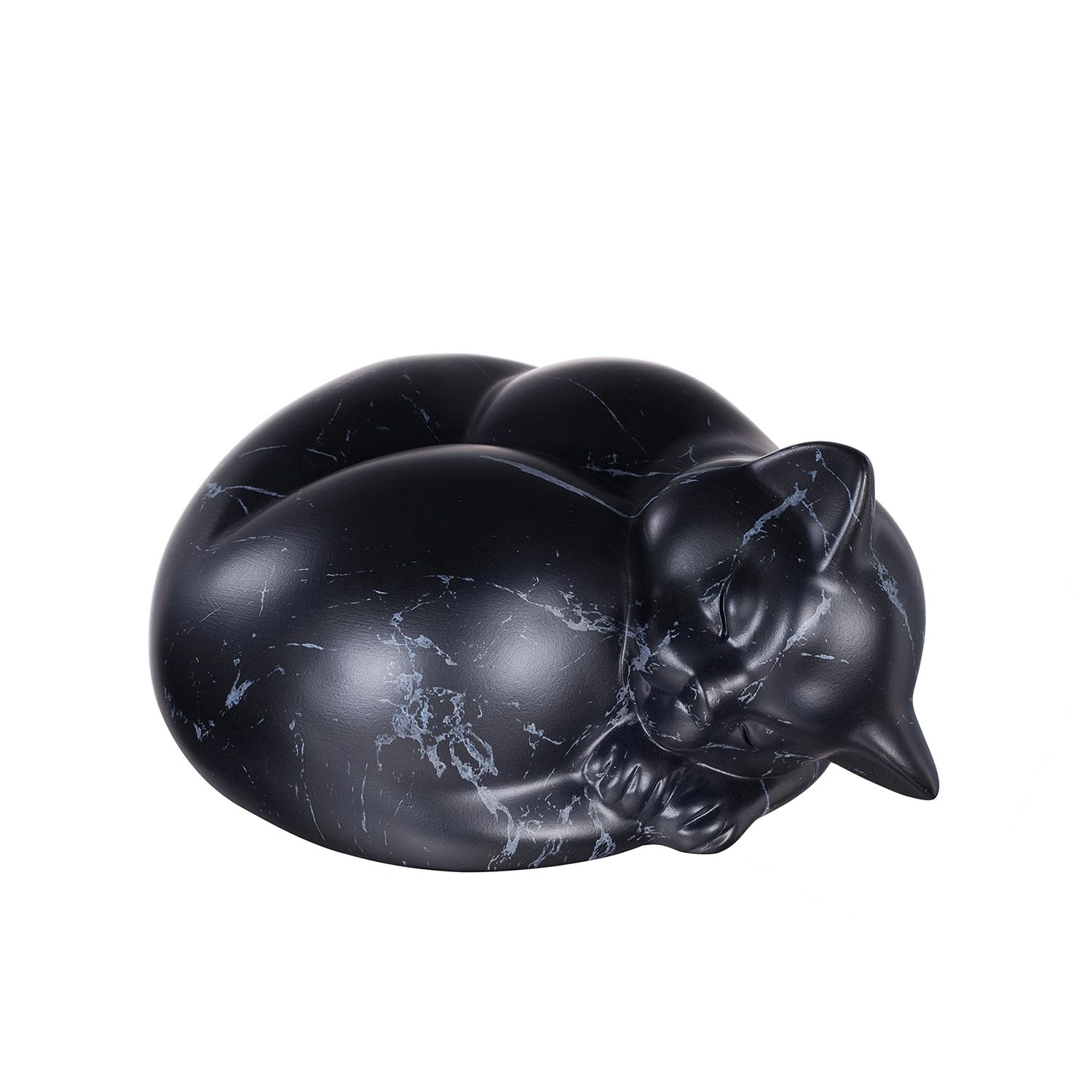 Kriss Art Pet Urns,Sleeping Resin Cremation Cat Urn, Cat Urns for Ashes, Small Animal Urn (Black Marble)
