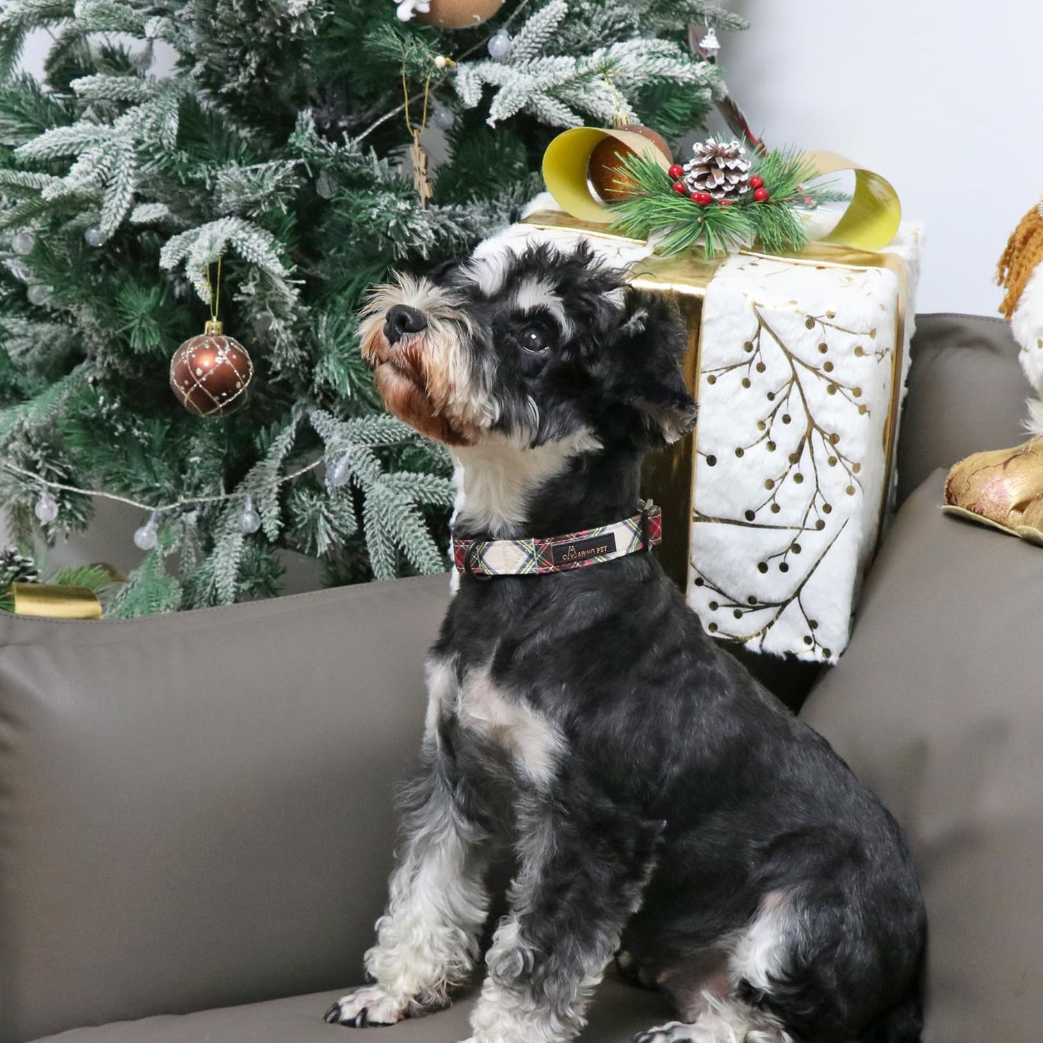 ARING PET Christmas Dog Collar Cute Plaid Dog Collar, Cotton Lightweight Christmas Small Dog Collars Puppy Collar for Small Medium Large Dogs