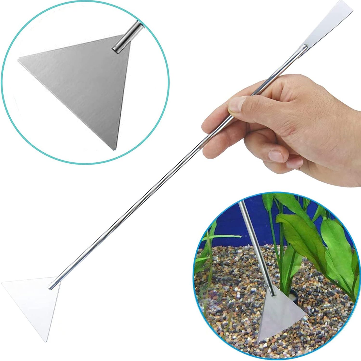 FISTOY 15in Aquascape Tools, 4 in 1 Long Aquarium Tweezers Scissors Spatula, Stainless Steel Aquatic Plants Aquascaping Tools Set for Fish Starter Kits, Aquariums Tank and Terrarium