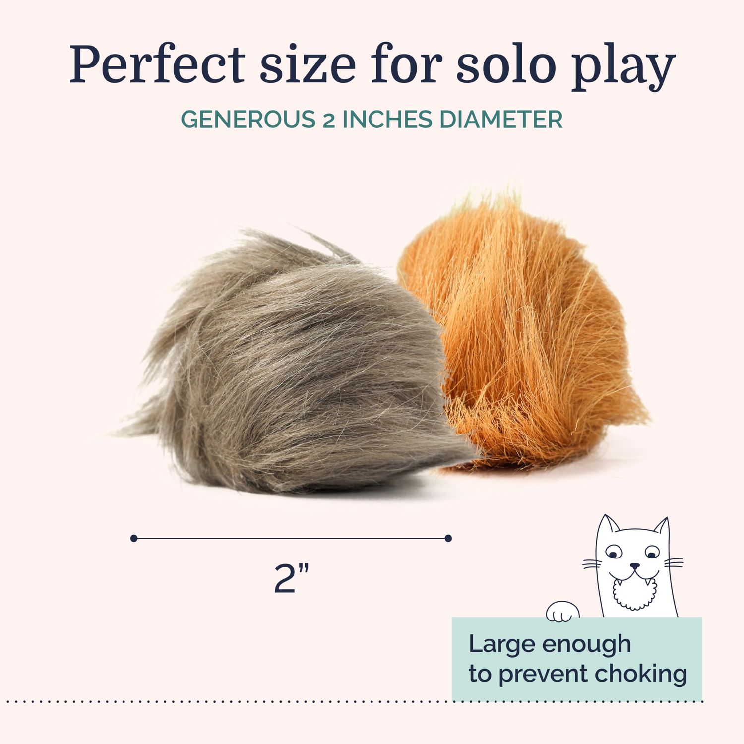 Hepper Furball Toy Set: Fuzzy Puff Balls for Cats - 2 Pcs Soft Balls for Cats Best for Indoor Use, Multisensory Cat Ball Toys with Internal Bell, Tightly Stitched for Durability - Pom Pom Cat Toys