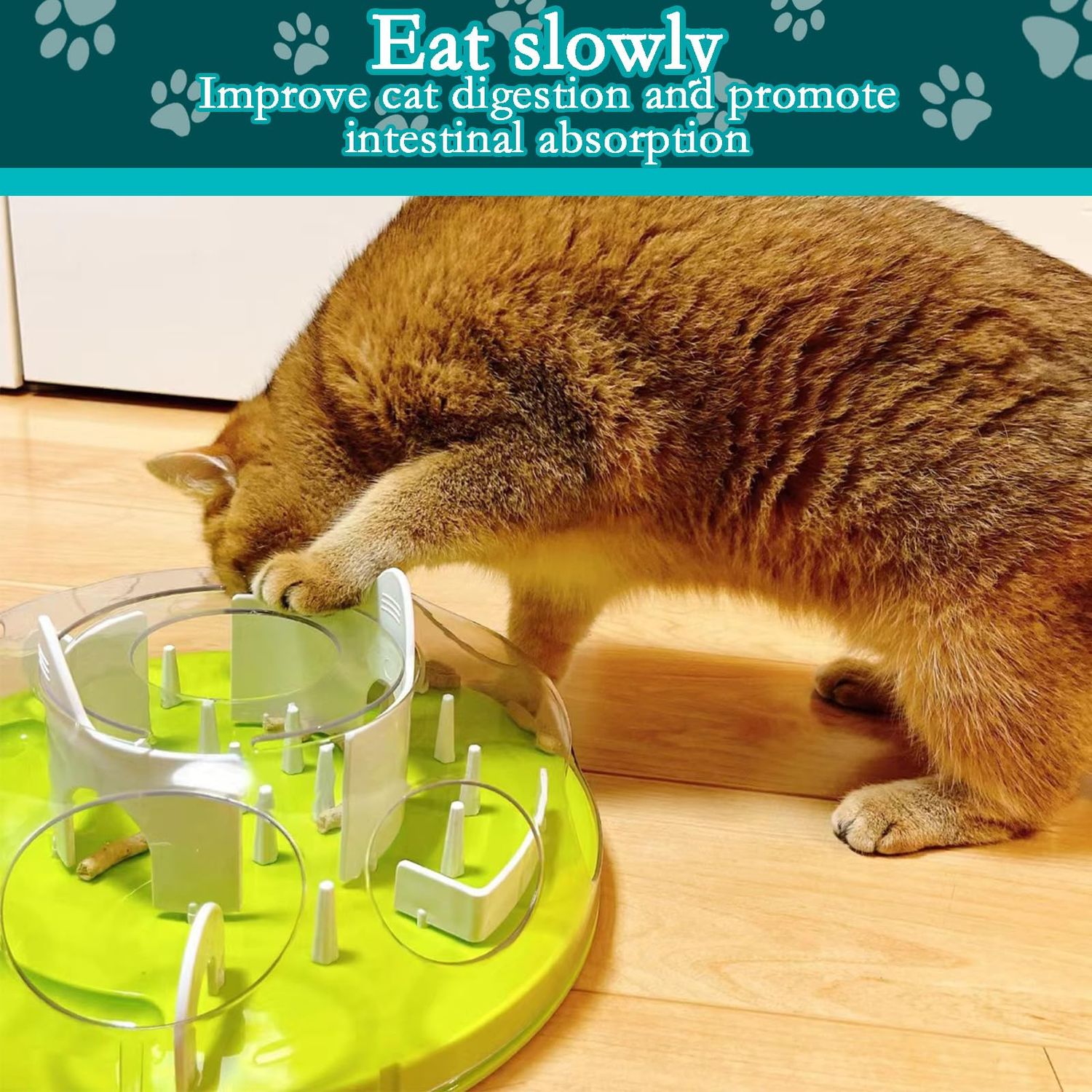 GDSanlian-Interactive Cat Toy Puzzle Box - Cat Puzzle Feeder - Cat Slow Feeding Treatment Dispenser - Cat Puzzle Box - Puzzle Maze Toy - Indoor Rich Cat Toys (Green)