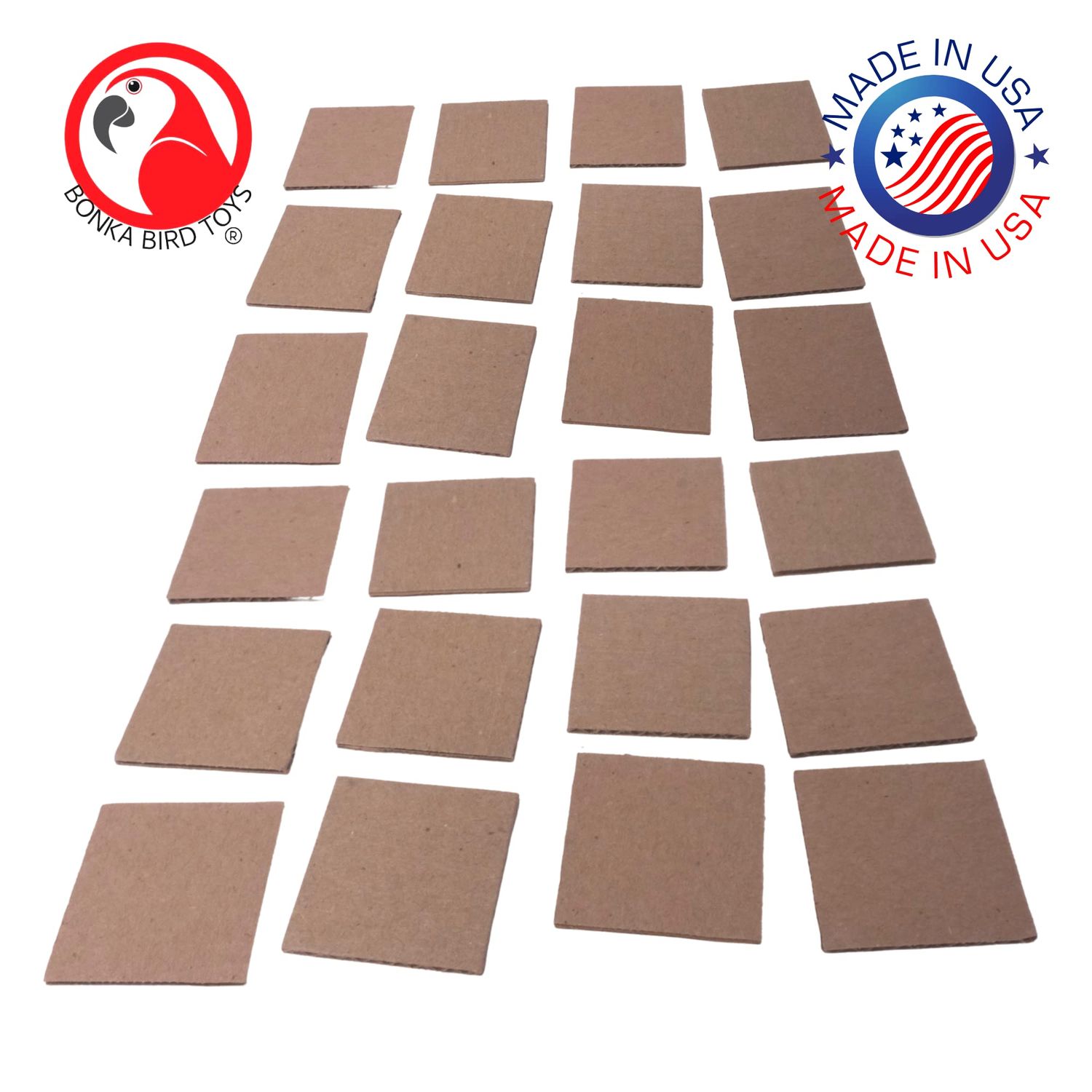 Bonka Bird Toys 2465 Pk24 Cardboard Squares Foot Talon Craft Part Bird Toys Conures Amazons Cockatiels and Similar