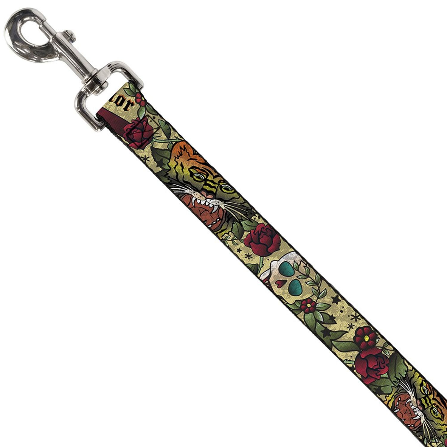 Dog Leash Death Before Dishonor Tan 4 Feet Long 0.5 Inch Wide