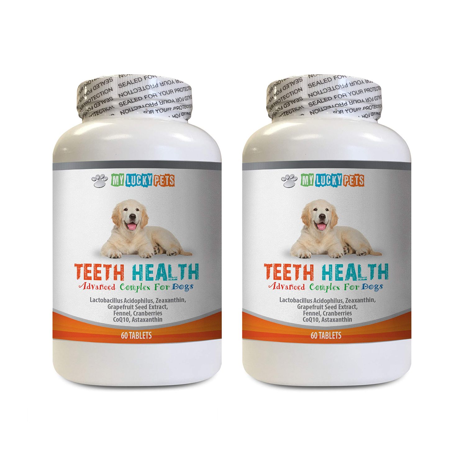 MY LUCKY PETS LLC Dog Bad Breathe - Advanced Teeth Health for Dogs - Fights Bad Breath - Best Looking Gums and Teeth - Dog Vitamins Senior - 120 Tablets (2 Bottles)