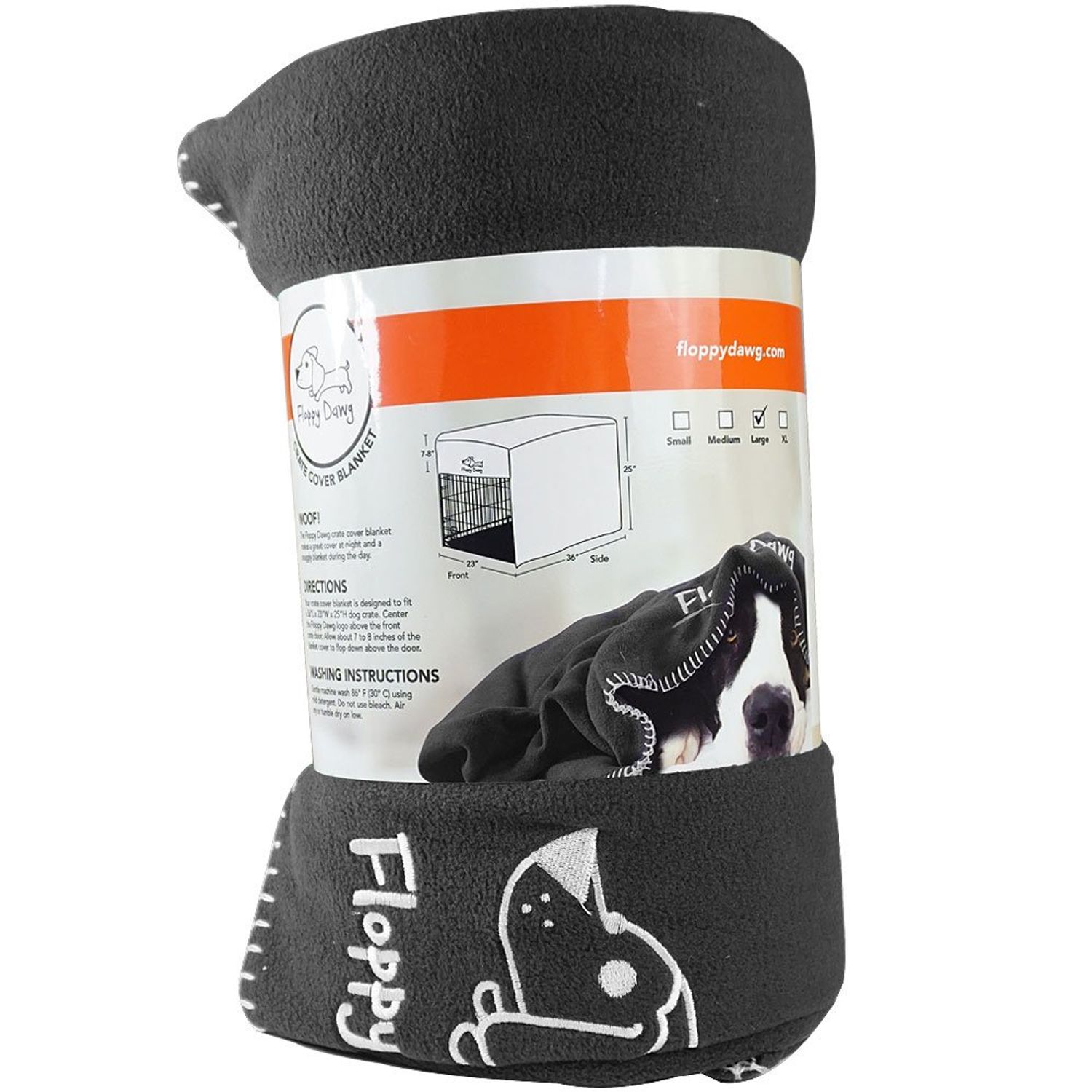 Floppy Dawg Crate Cover. Fits 42 Inch Dog Crates or Smaller. Easy to Put On, Take Off, and Adjust. Doubles as a Comfy Blanket. Slate Gray Lightweight and Breathable Polar Fleece