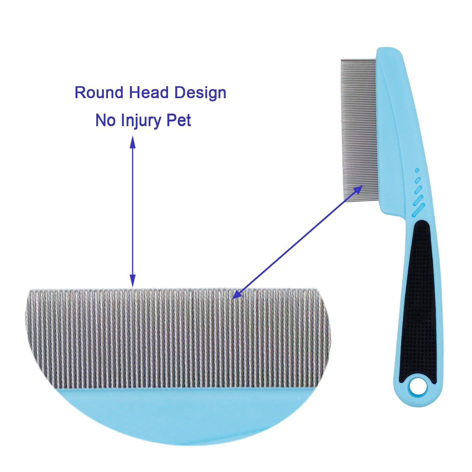 GNAWRISHING Flea Comb 4-Pieces Jade Green with High Strength Teeth Durable Pet Tear Stain Remover Combs, Dog Cat Grooming Set Effective Float Hair Remover