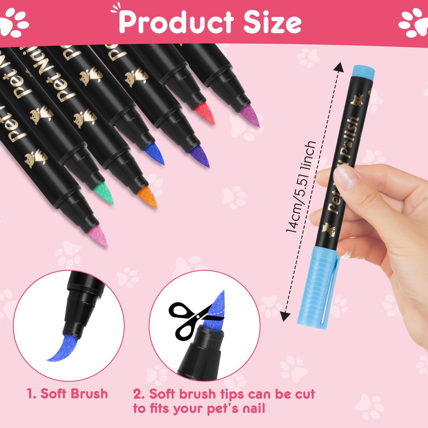 Dog Nail Polish Pens Quick Dry - 7 Colors Pet Nail Polish Set for Dogs, Dog Safe Easy Application Nail Polish Pens for Dog Nail Art, Fast Dry Girl Doggy Nail Polish - Great Puppy Nail Pawlish Set