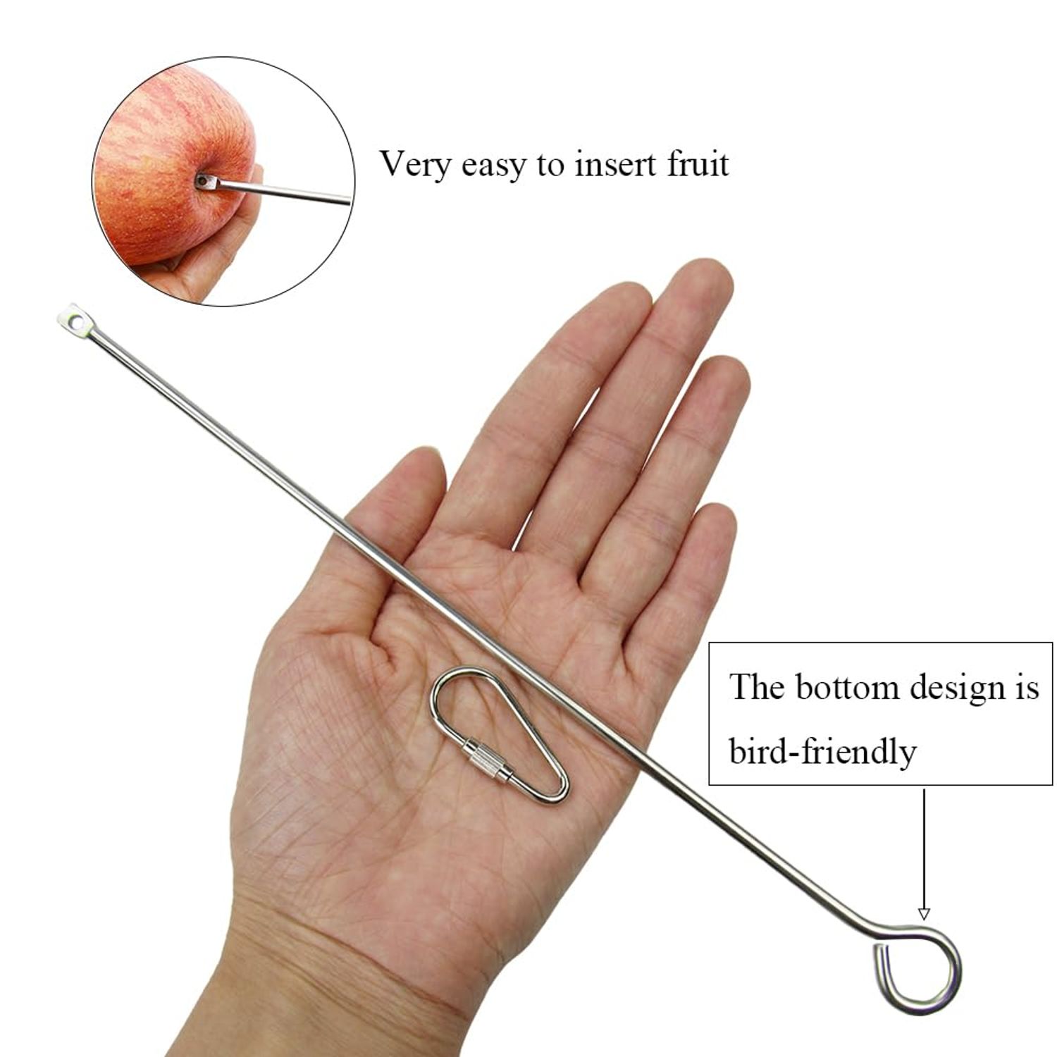 2pcs Hanging Bird Treat Skewer Parrot Fruit Feeder, 10.2 Inch Stainless Steel Bird Fruit Fork Food Holder Bird Kabob for Bird Cage Bird Feeder Foraging Toy for Parrot Parakeet Conure, LXLVOUEG