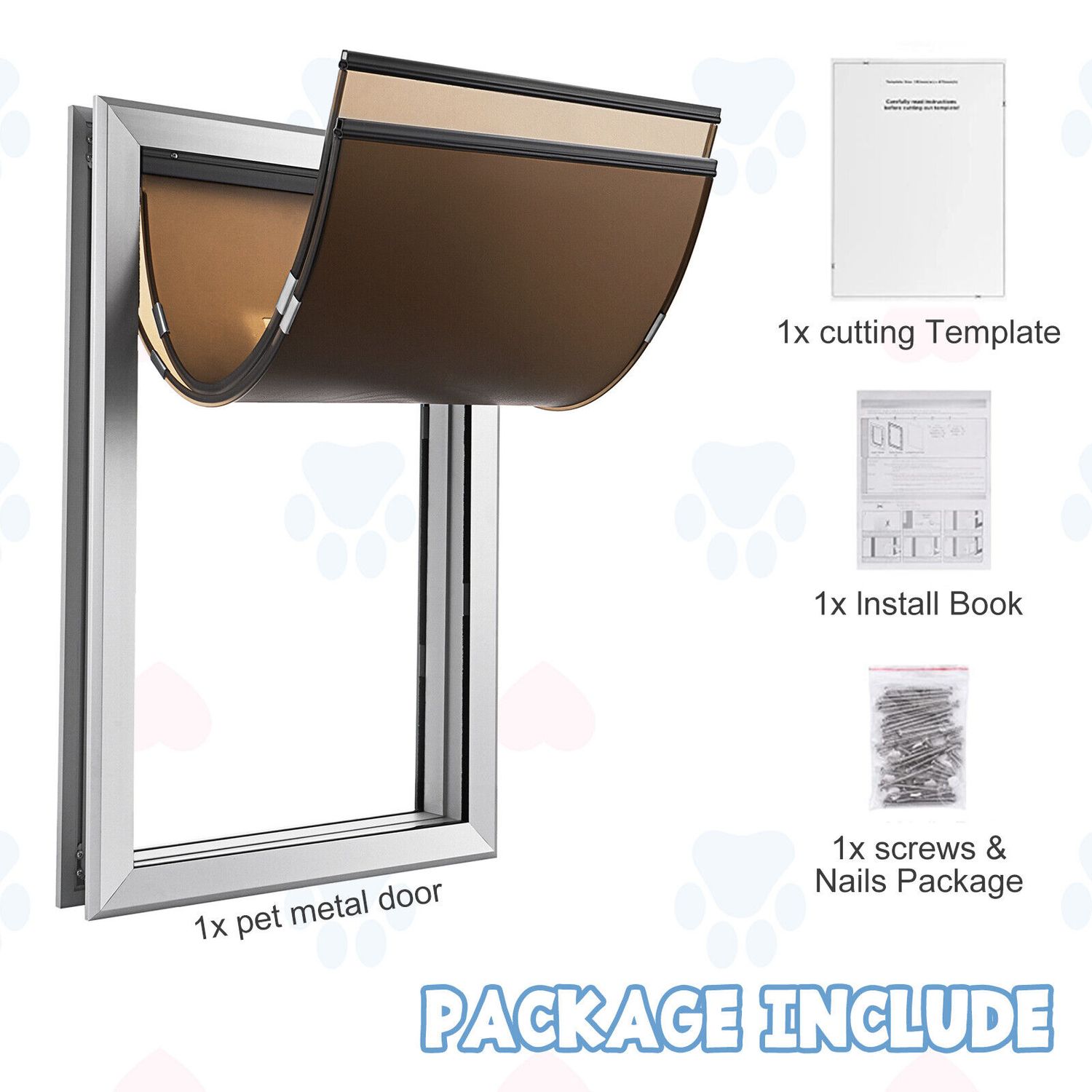 18"x28" Aluminum Large Pet Dog Door Flap Magnetic Locking Screen Wall Gate Frame