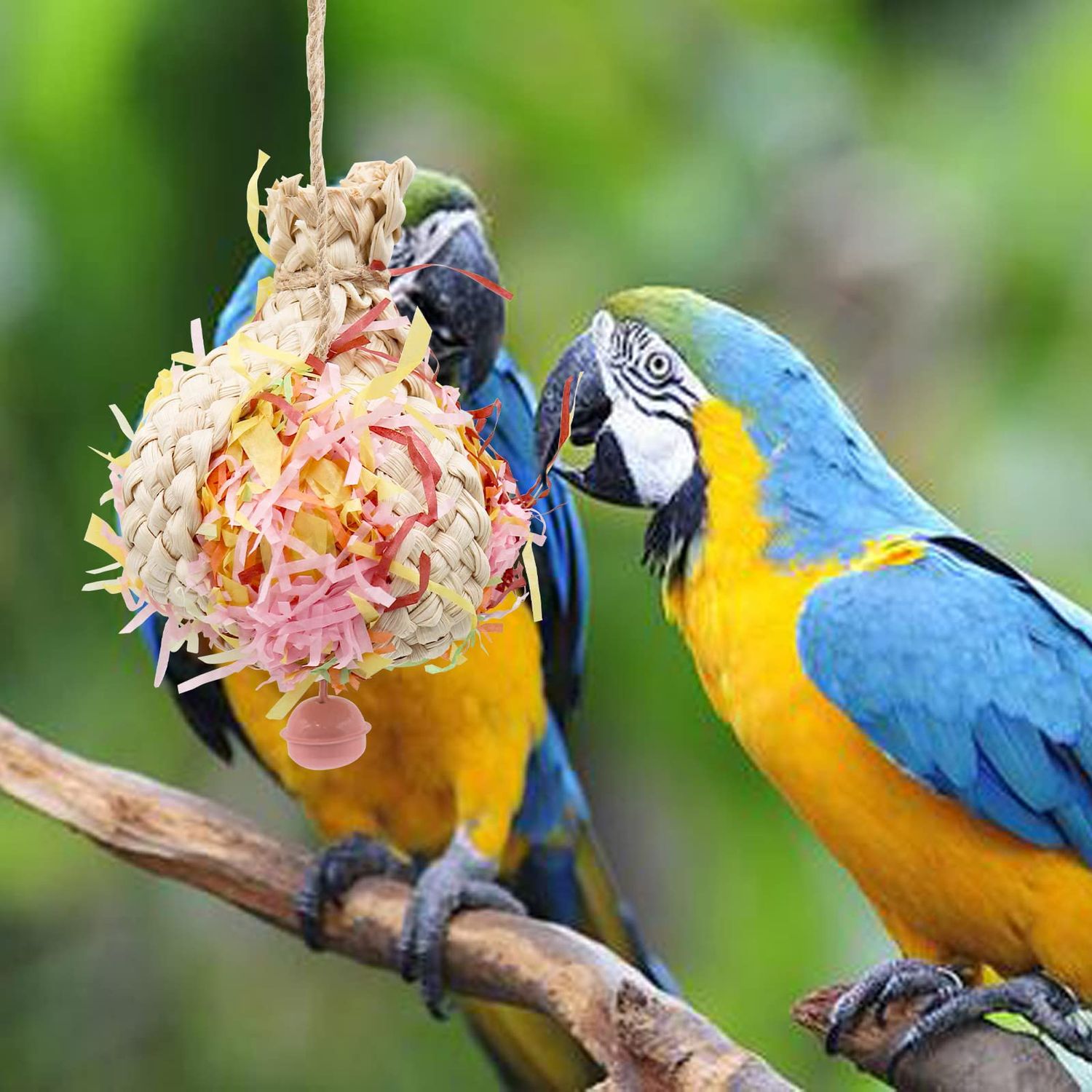 Oooct Colorful Bird Chewing Toy, Parrot Shredder Toy, Parrot Beak Grinding Toy with Bells, Bird Cage Accessories, Cage Toys for Cockatiels Parakeet Parrot Budgies Rat Hamster Chinchilla African Grey