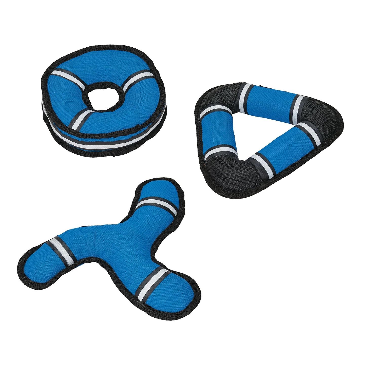 MPP Big Dog Toys! Tough-structable Canvas Toss Play for Aggressive Persistent Chewers (10.5 Boomerang Toss), Blue