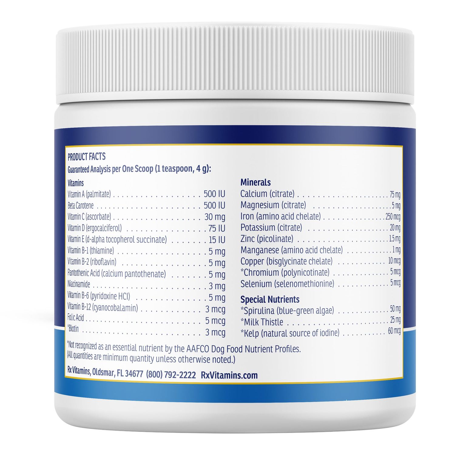 Rx Vitamins Essentials for Dogs - Daily Dog Multivitamin Powder - with Blue Spirulina for Dogs, Kelp Powder, and Milk Thistle for Dogs - Complete Dog Vitamins and Essential Minerals - 8 oz