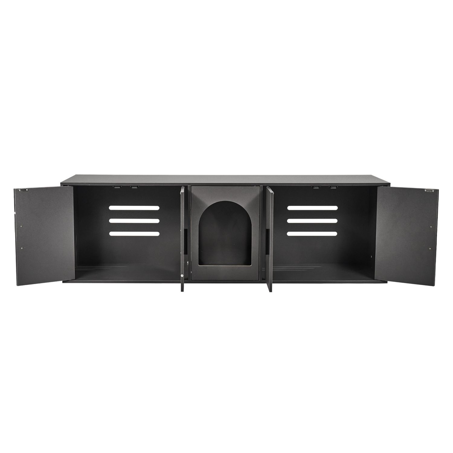 Cat Litter Box Enclosure Wooden Litter Box Furniture Hidden 57.9" Black