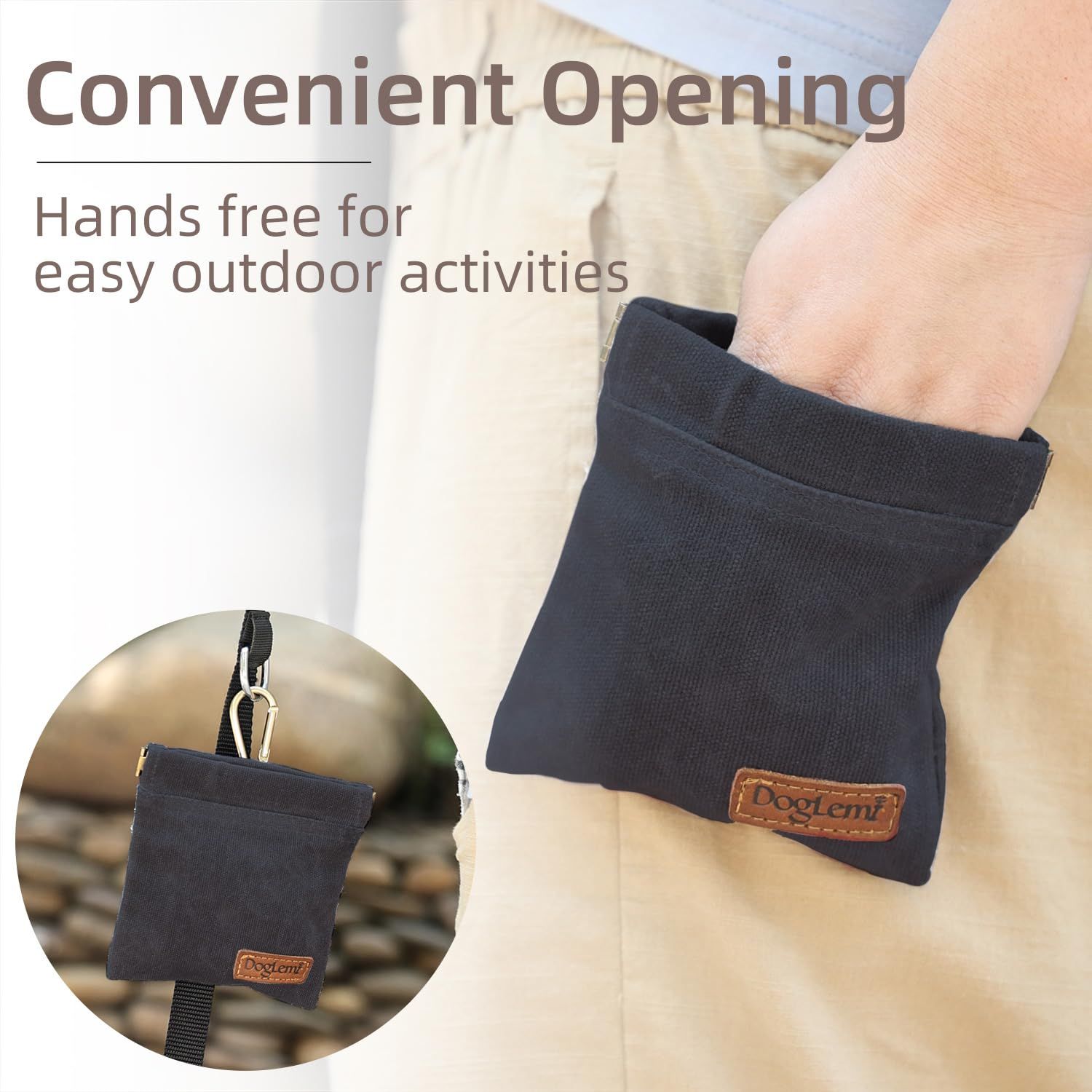 ETIAL Dog Treat Pouch,Portable Puppy Dog Training Treat Bag,Hand Free Dog Walking Bag,Auto Closing Pet Feed Snack Reward Pocket,Dog Food Dispenser for Pet Puppy Travel or Outdoor Use (Navy)
