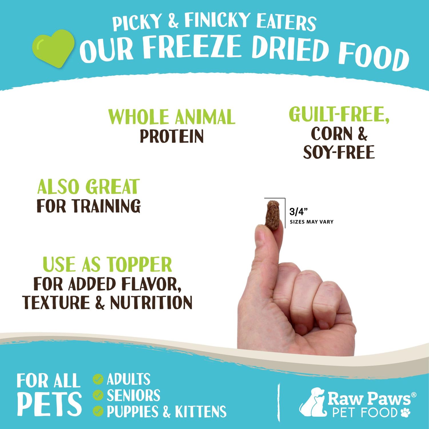 Raw Paws Freeze Dried Dog Food & Cat Food - Beef Recipe, 16-oz - Made in USA - Freeze-Dried Dog Food - Freeze Dried Raw Dog Food - Raw Dog Food Freeze Dried - Raw Food for Dogs - Freeze Dried Cat Food
