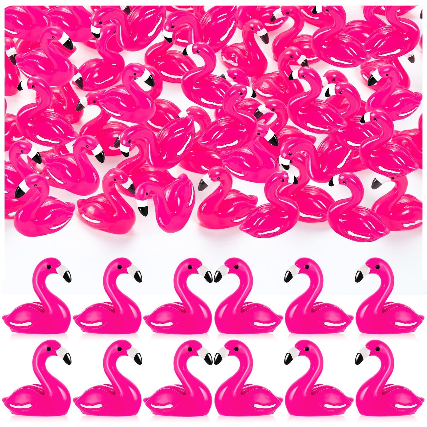 LHSYFBZ 100Pcs Mini Resin Flamingo, Tiny Rose Red Flamingo Ducks, Cute Flamingo Figurines for Cake Topper Garden Dollhouse Landscape Aquarium Ornaments DIY Crafts