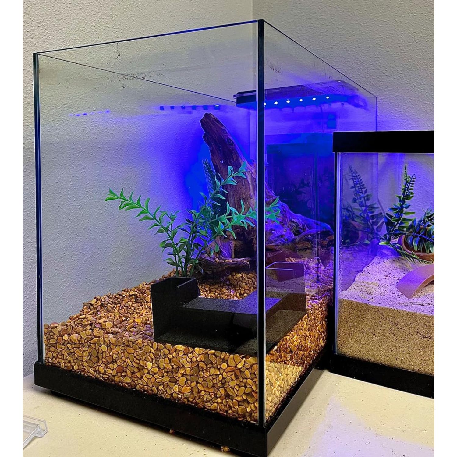 Chatelet Aquarium Underground Tunnel | Fish & Shrimp Hideout for Aquariums | Unique Underground Viewing Tunnel | Made in USA (Corner Tunnel, Black)