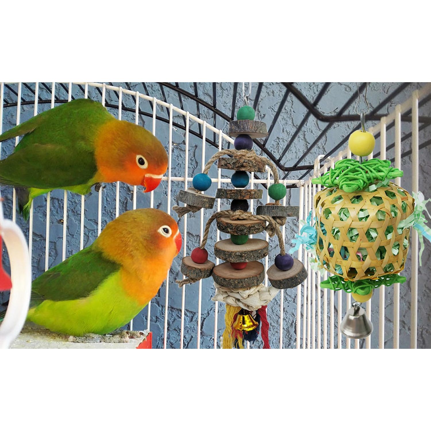 TANOMA Bird Toys for Conures Parakeet, Birds Cage Accessories, Bird Shredding Foraging Toys for Cage