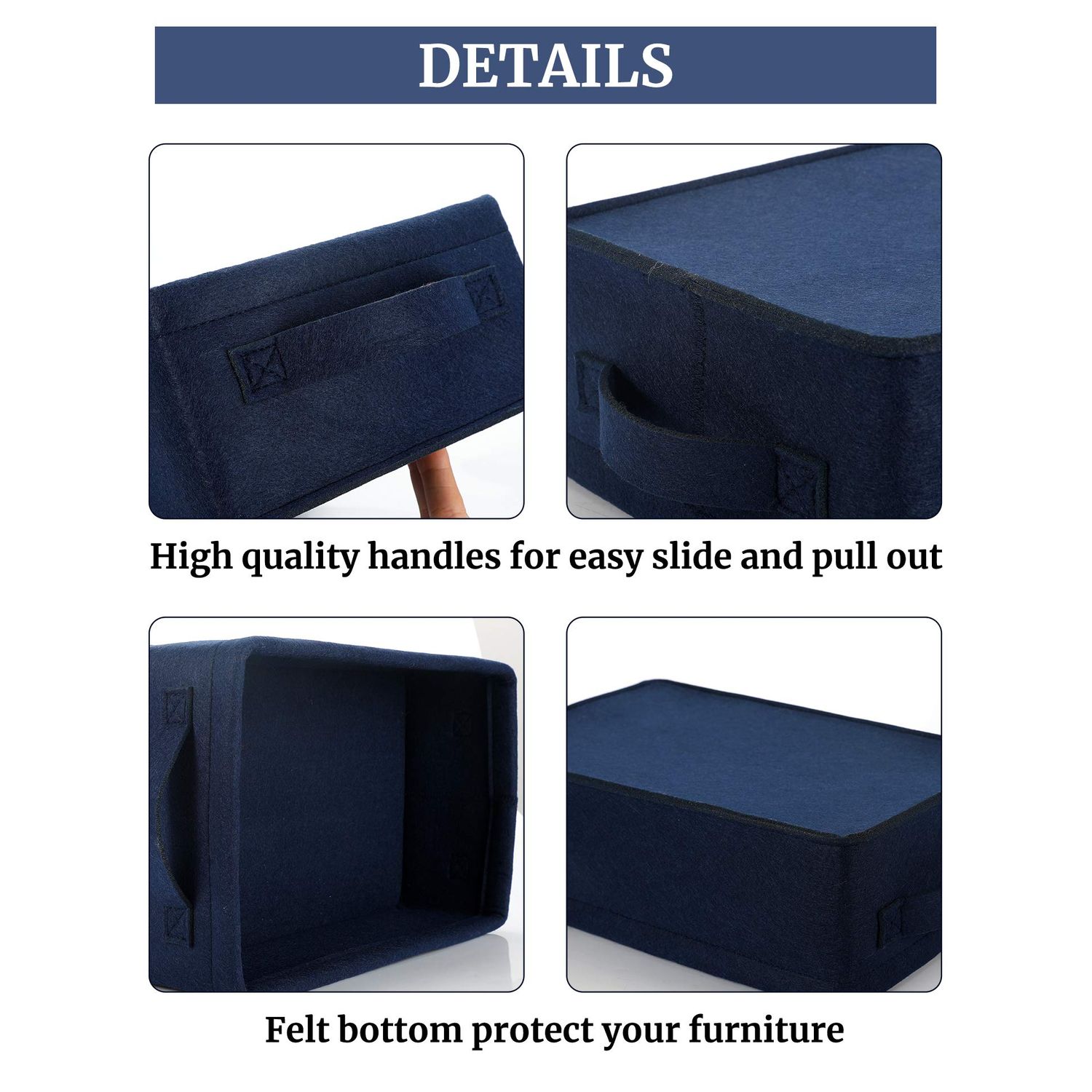 KWLET Small Storage Baskets Shelf Storage Baskets Navy Blue Fabric Storage Basket Bin Narrow Storage Basket for Towels Dog Cat Toys Clothes Hats Belts Dippers Baby Toys Storage Basket Little