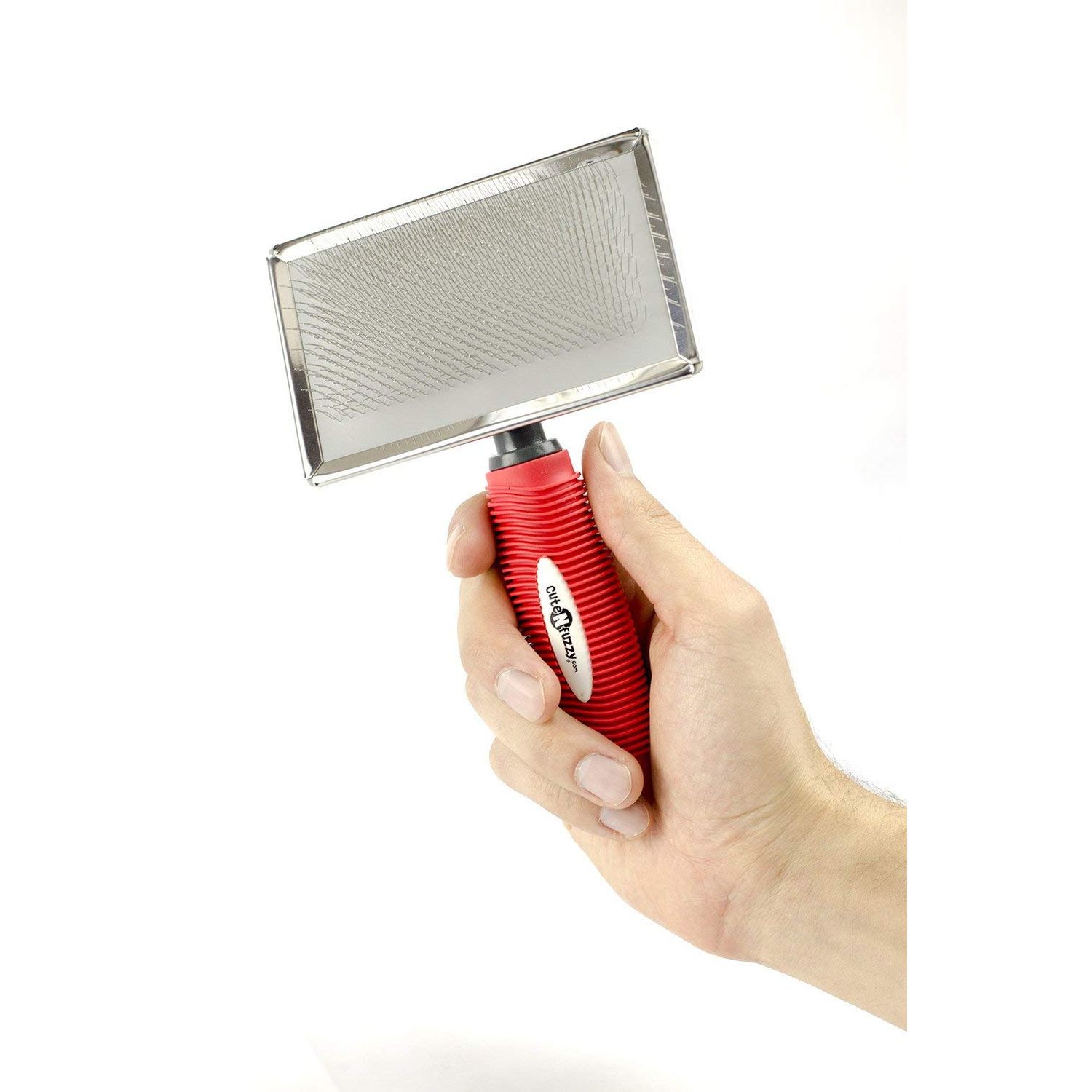 cuteNfuzzy Premium Pet Slicker Brush, Grey, Large