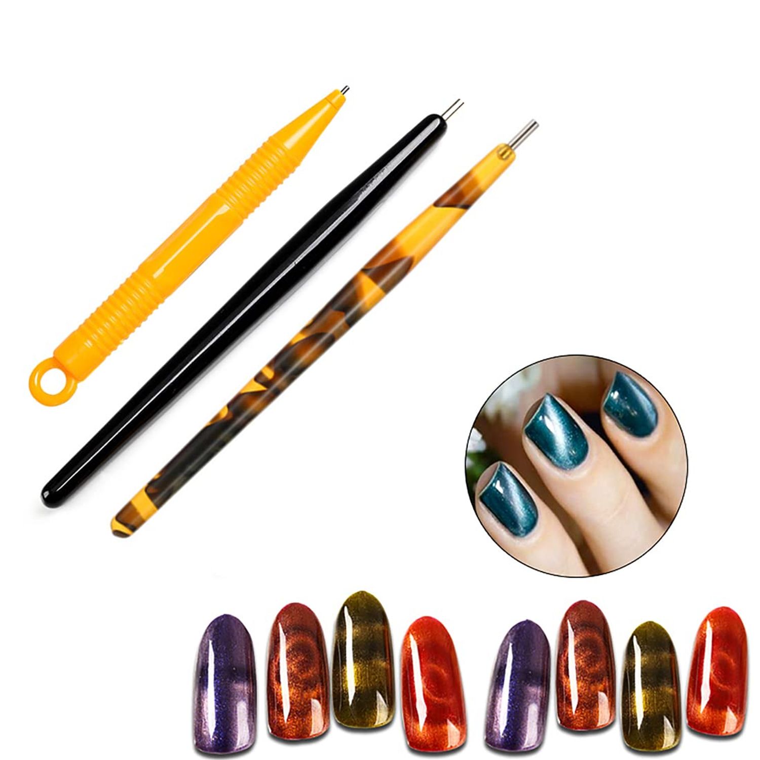 XEAOHESY 15 Pieces Nail Magnet Tool Set Magnet Plate Wand Board Magnetic Pen Stripe Nail Magnet Double Ended Magnet Wand Magnet Stick for Cat Eye Gel Polish Nail Art