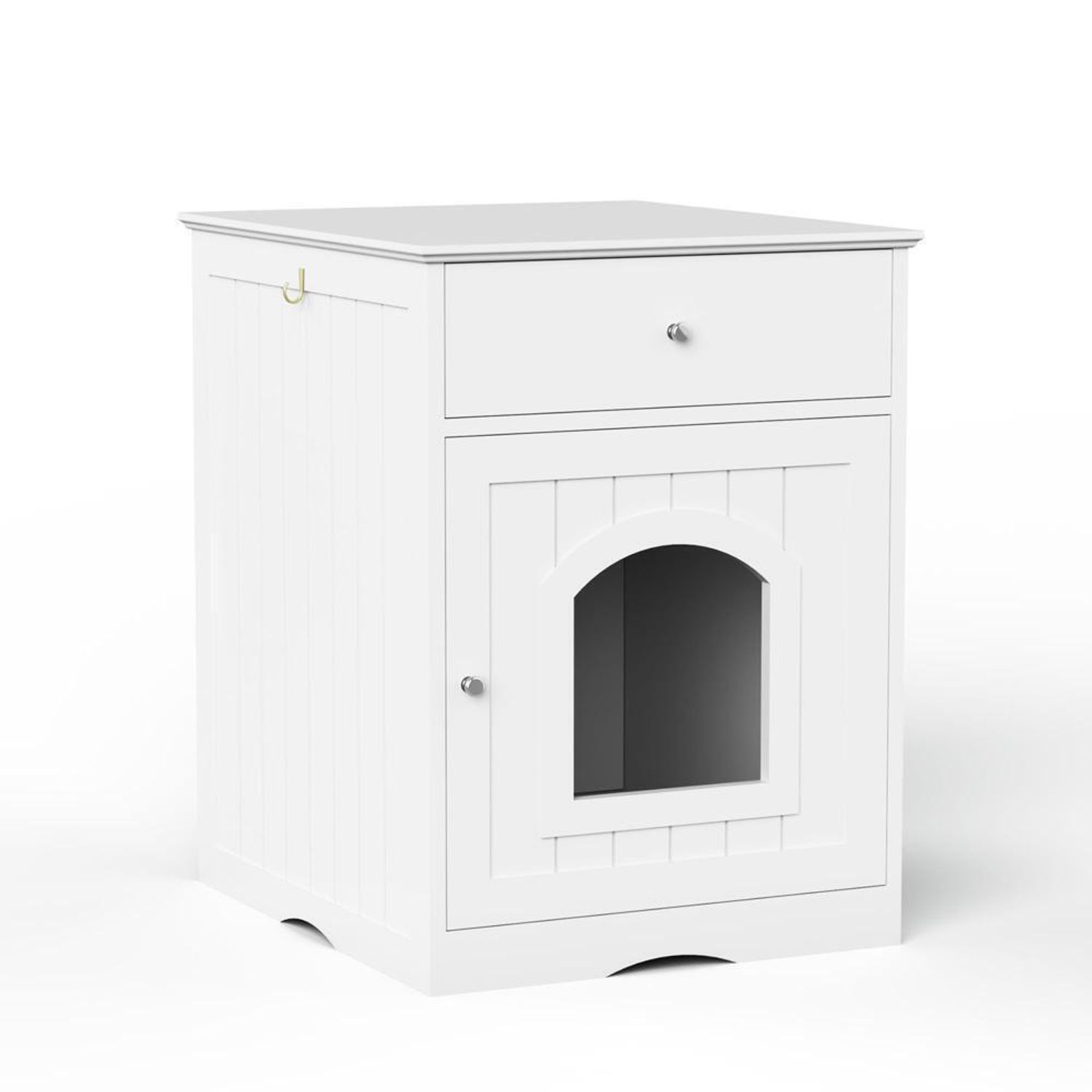 High Quality  Wooden Pet House Cat Litter Box Enclosure w/ Drawer, Side Table