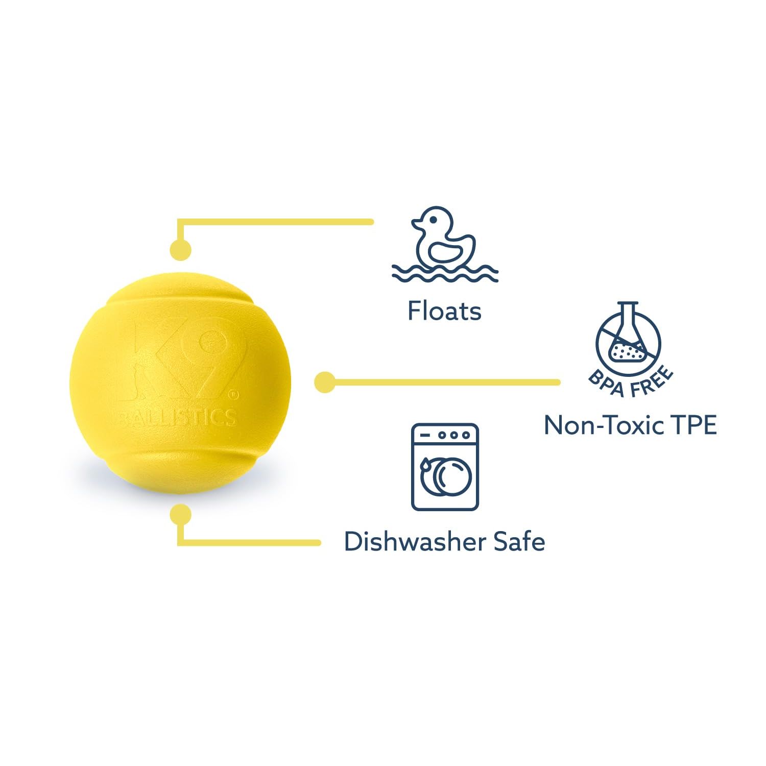 K9 Ballistics K9 Play Chew Ball Dog Toy - Bright Yellow