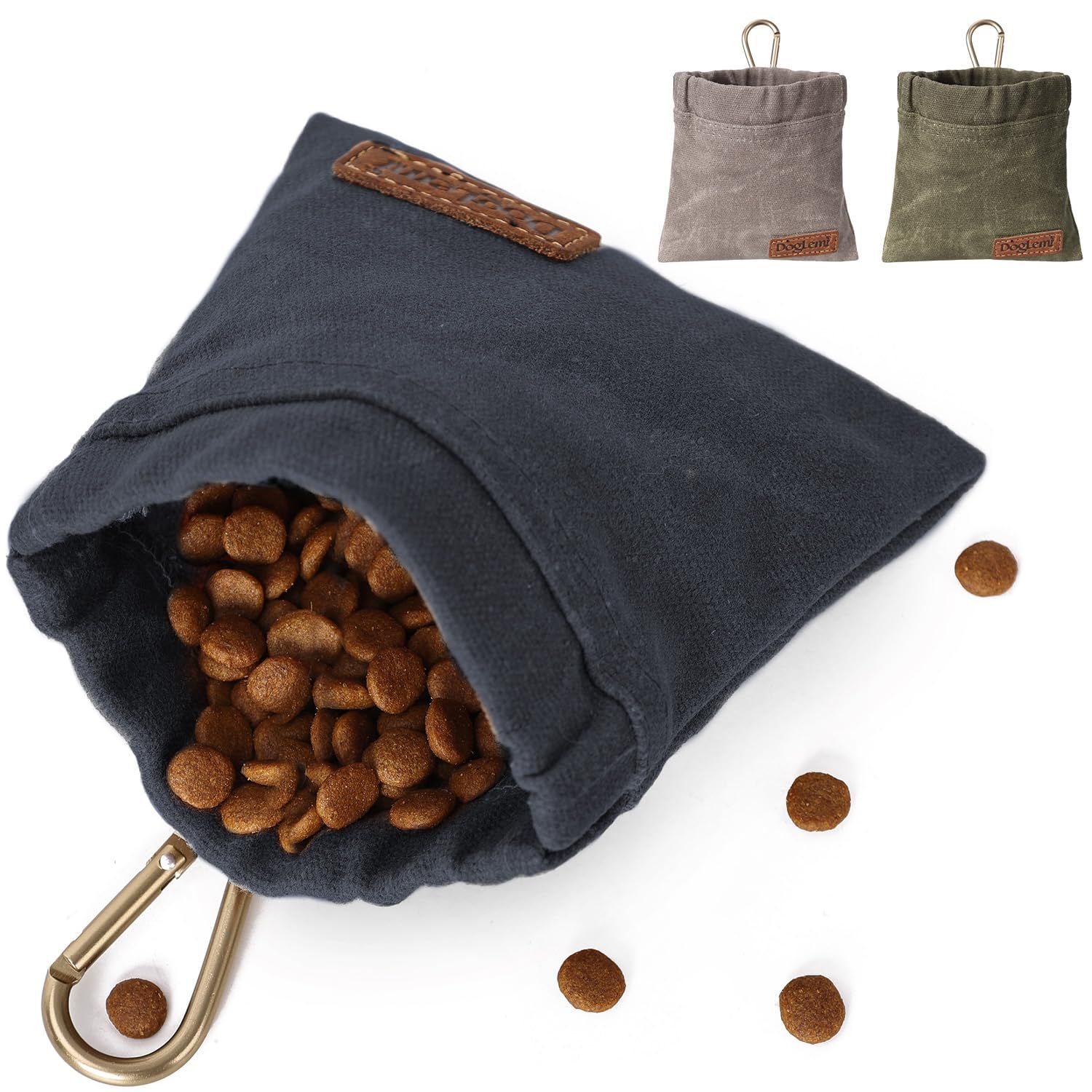 ETIAL Dog Treat Pouch,Portable Puppy Dog Training Treat Bag,Hand Free Dog Walking Bag,Auto Closing Pet Feed Snack Reward Pocket,Dog Food Dispenser for Pet Puppy Travel or Outdoor Use (Navy)