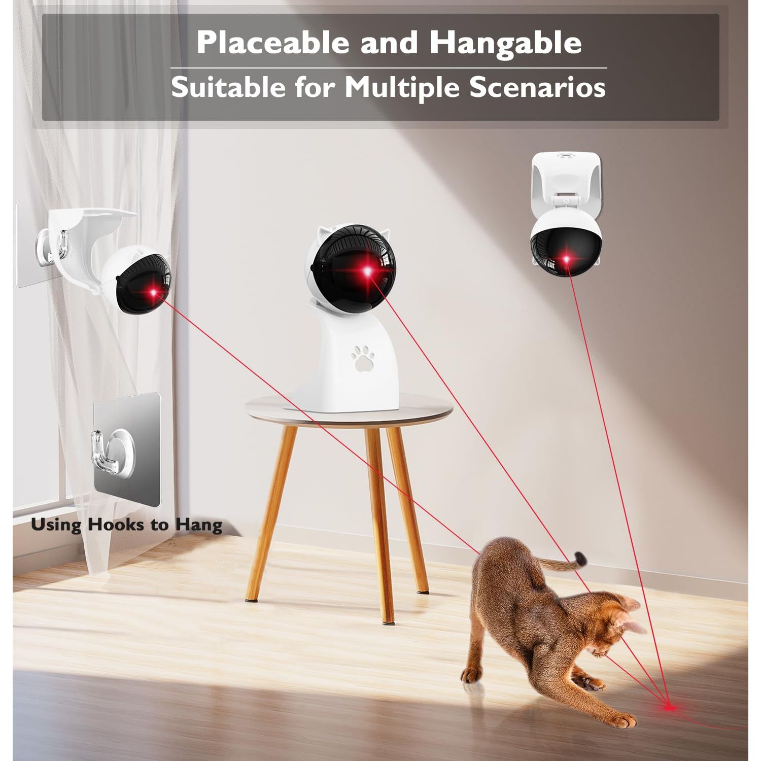 Goopow Interactive Laser Pointer Cat Toys for Indoor Cats,Cat Laser Toy Automatic for Bored Indoor Adult Cats/Kittens/Dogs,USB Rechargeable,3 Speed Modes(Gray)
